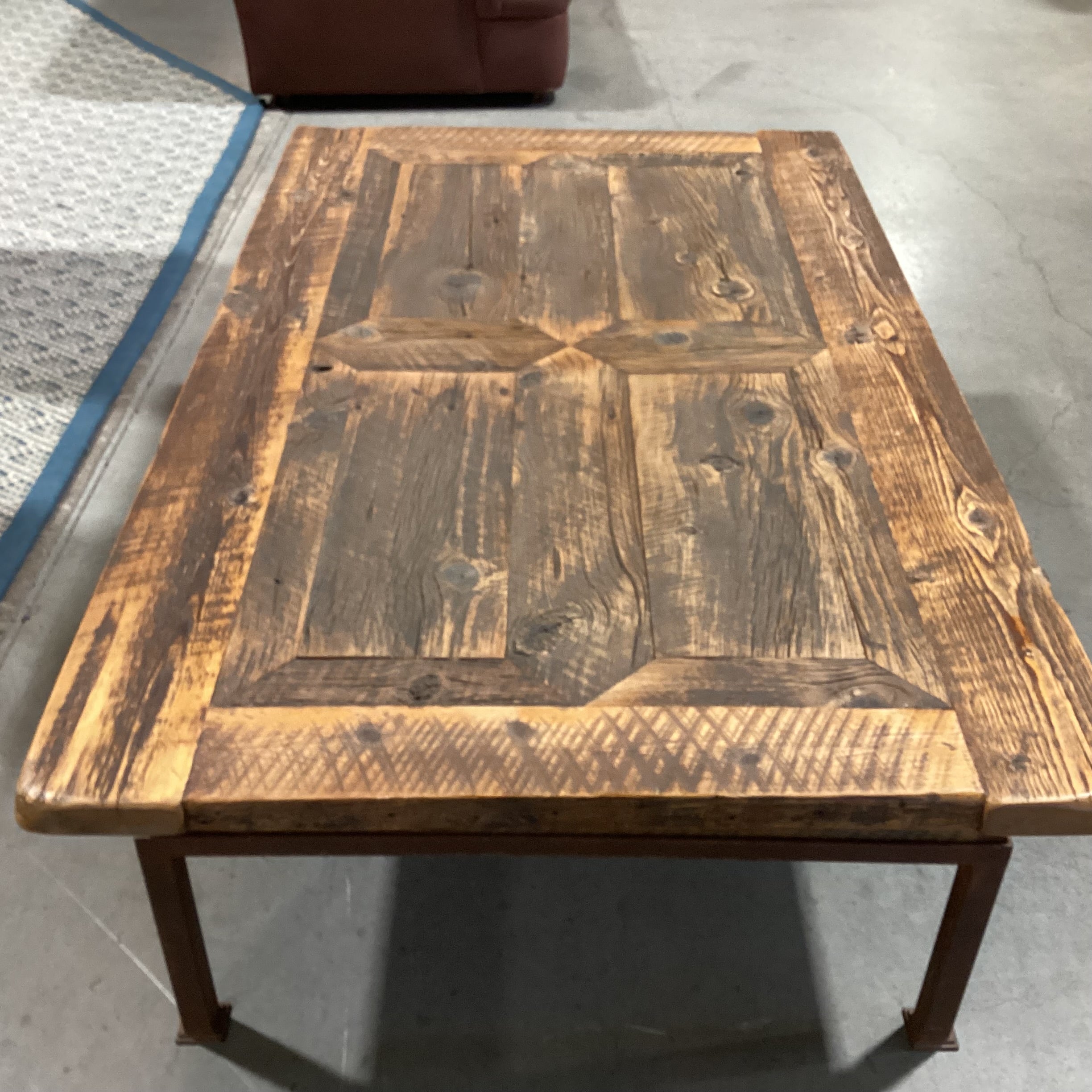 Custom Crafted Reclaimed Wood 1 Drawer with Iron Base CoffeeTable 56"x 34"x 18"