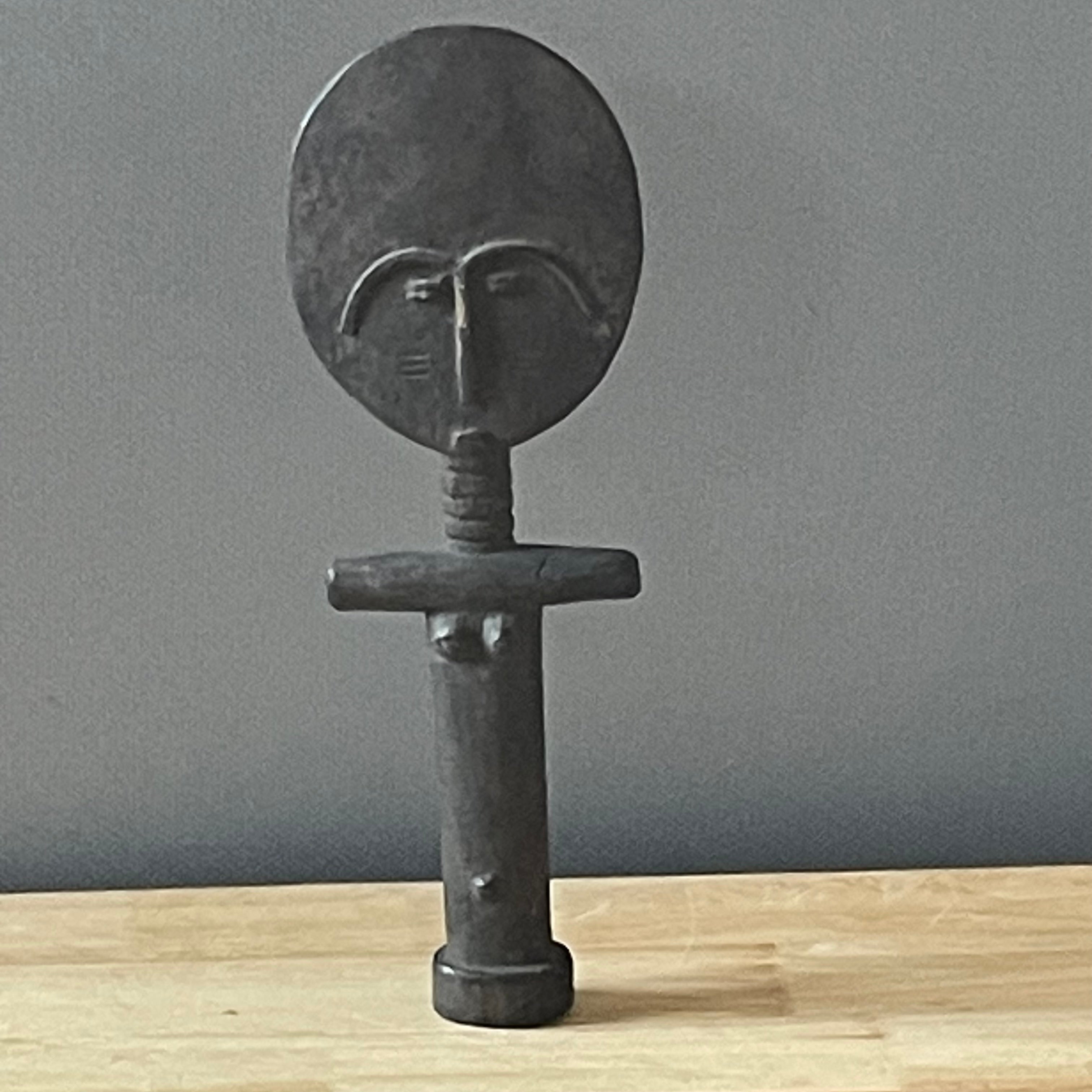 Vintage African Hand Carved Wood Fertility Figurine, 4.5"x 13"