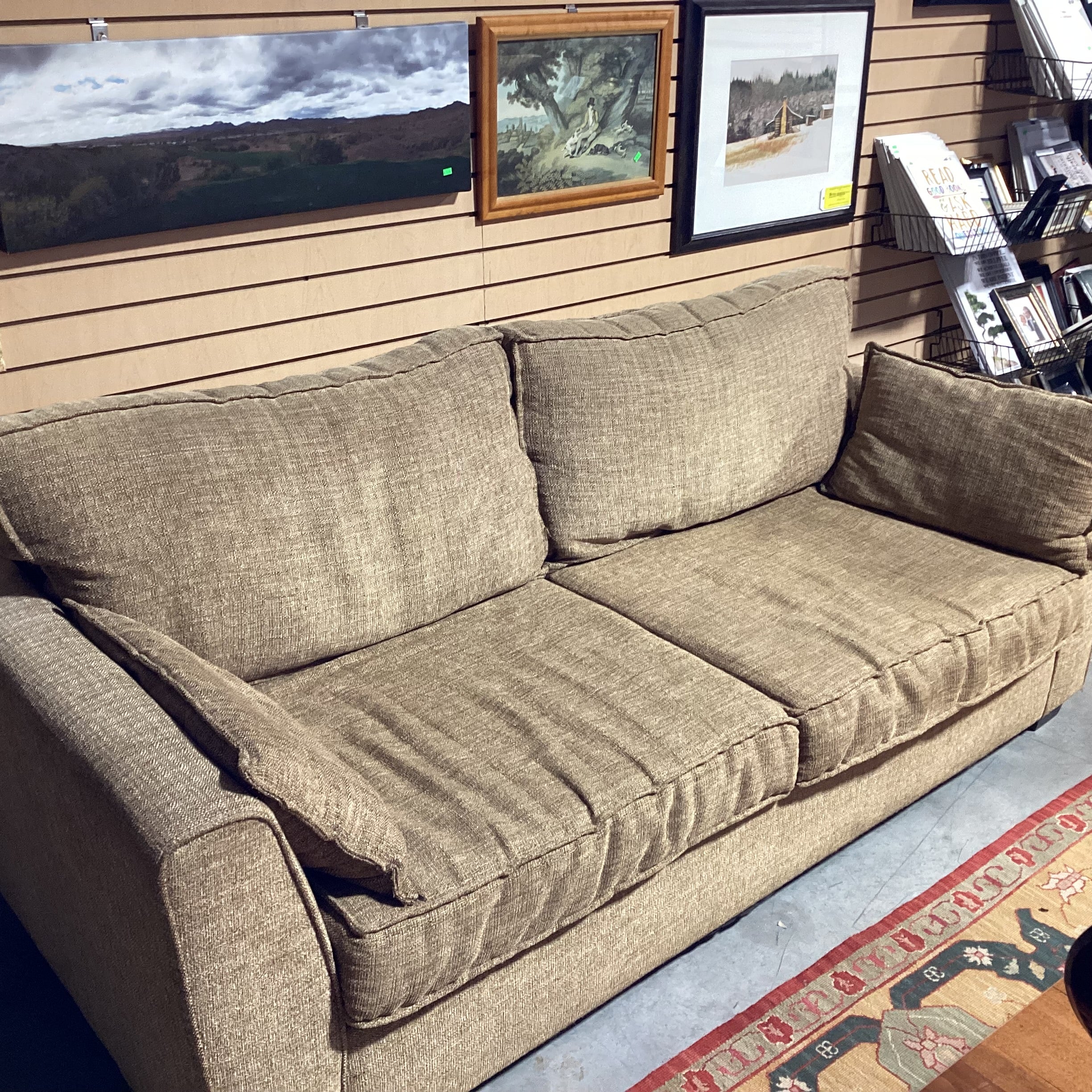 Hiatt Furniture Gold & Tan Woven Sofa 84"x 40"x 31"