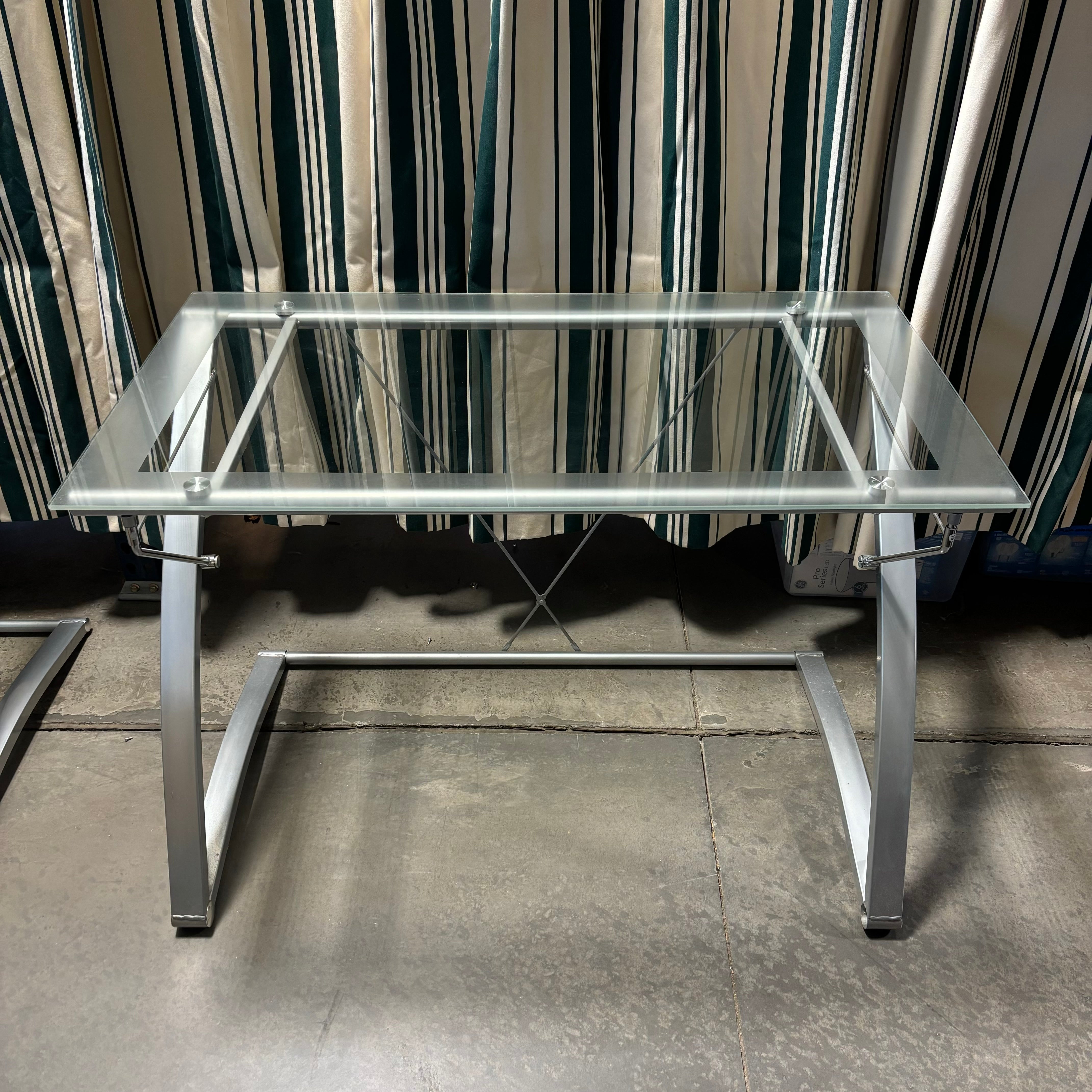 Glass Top & Steel Base Modern Desk 42"x 24"x 30"