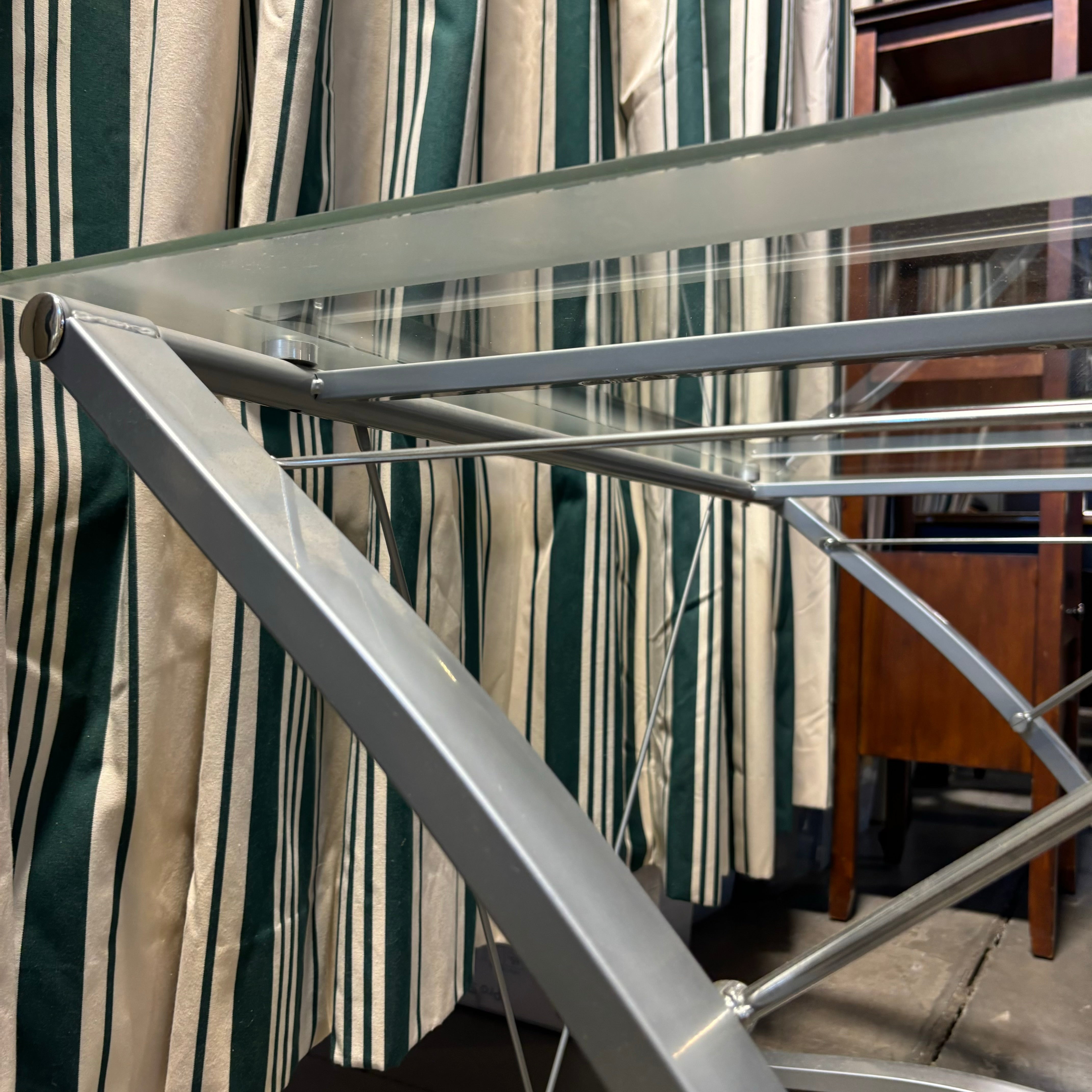 Glass Top & Steel Base Modern Desk 42"x 24"x 30"