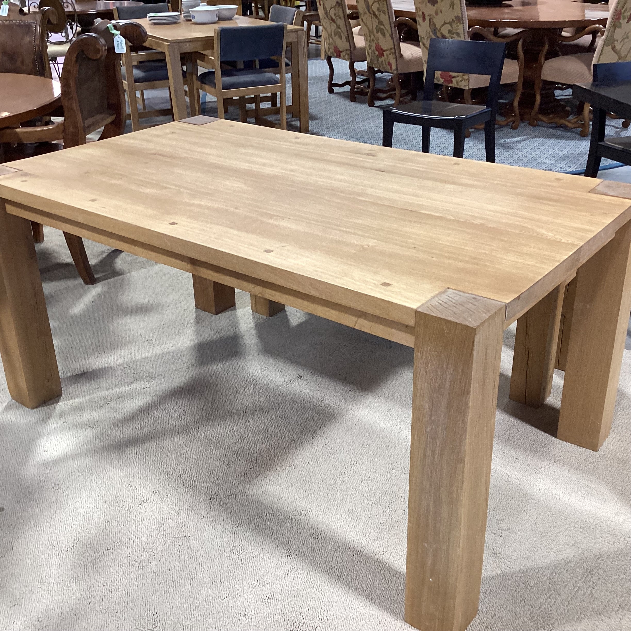 Crate & Barrel Ylifanti Rustic Solid Oak Table with Bench Dining Set 65"x 38"x 30.5"