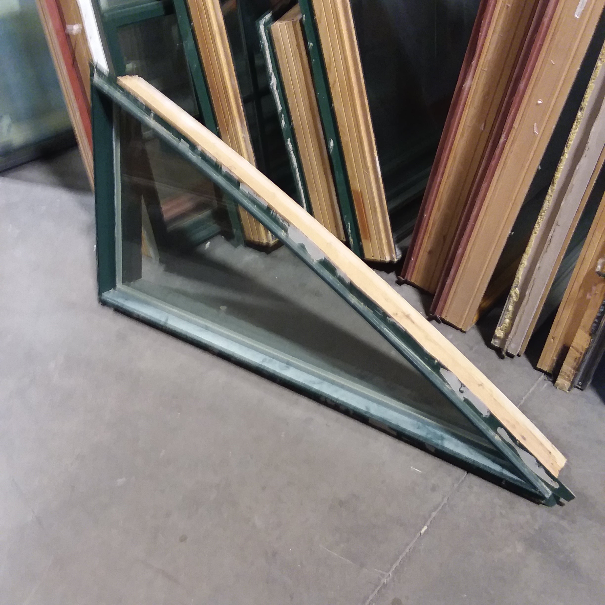 62"x 28.75"x 4.5" Green Metal Clad Fixed Angled Gable Casement WIndow