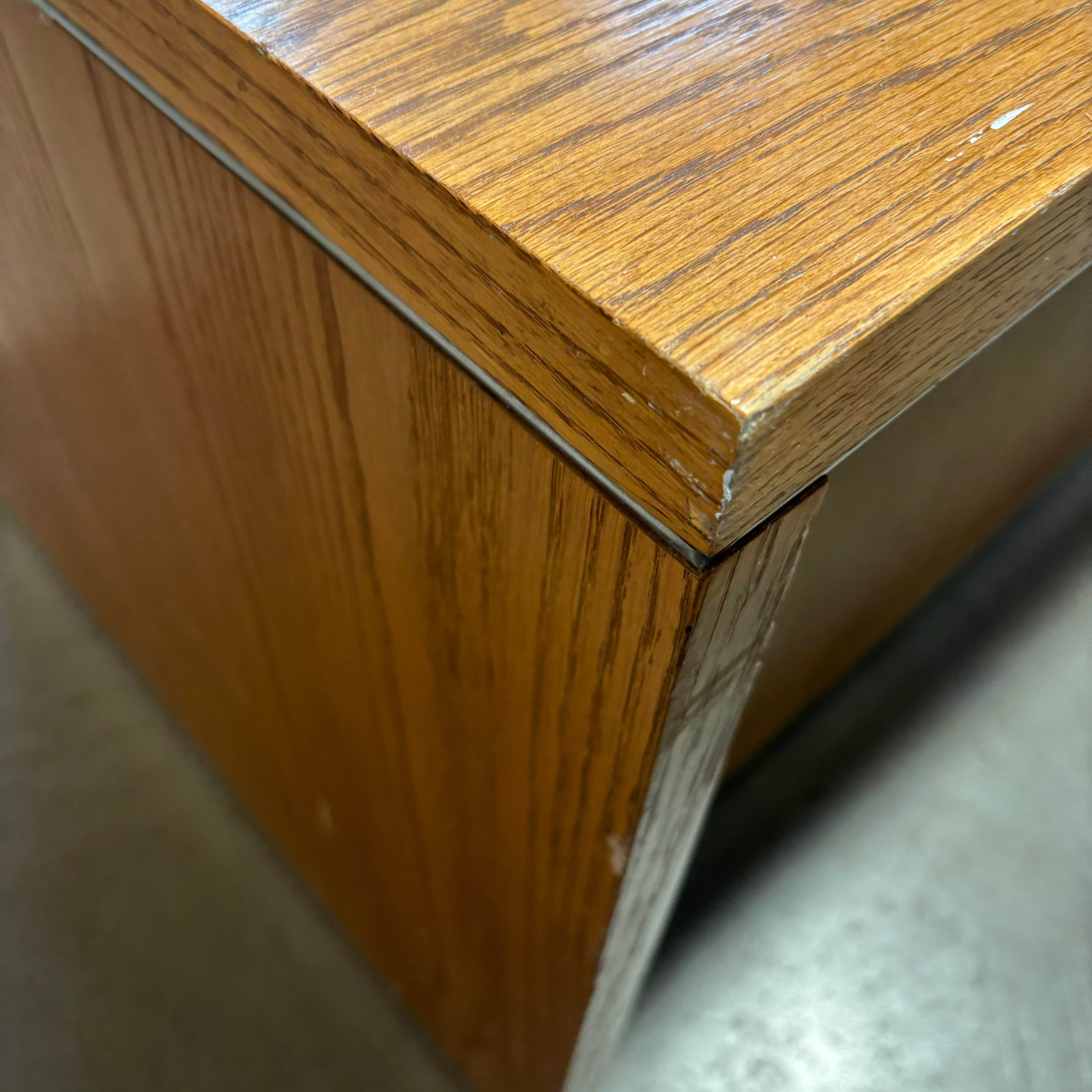 6 Drawer with Pullout Tray Solid Medium Finish Wood with Metal Toekick Desk 60"x 30"x 29"