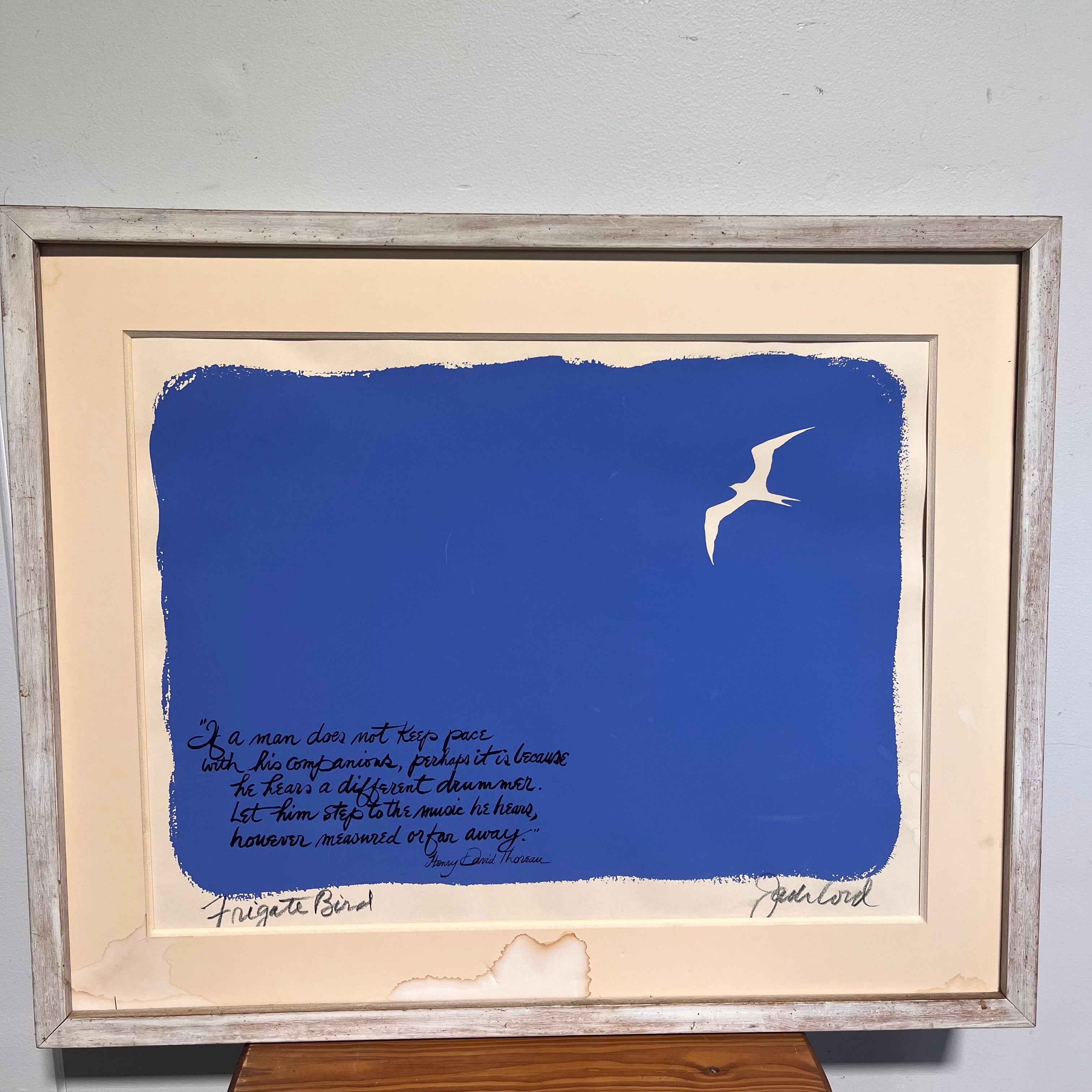 "Frigate Bird" by Josh Lord Original Acrylic on Paper with Thoreau Quote; 31.5"x 25.5"