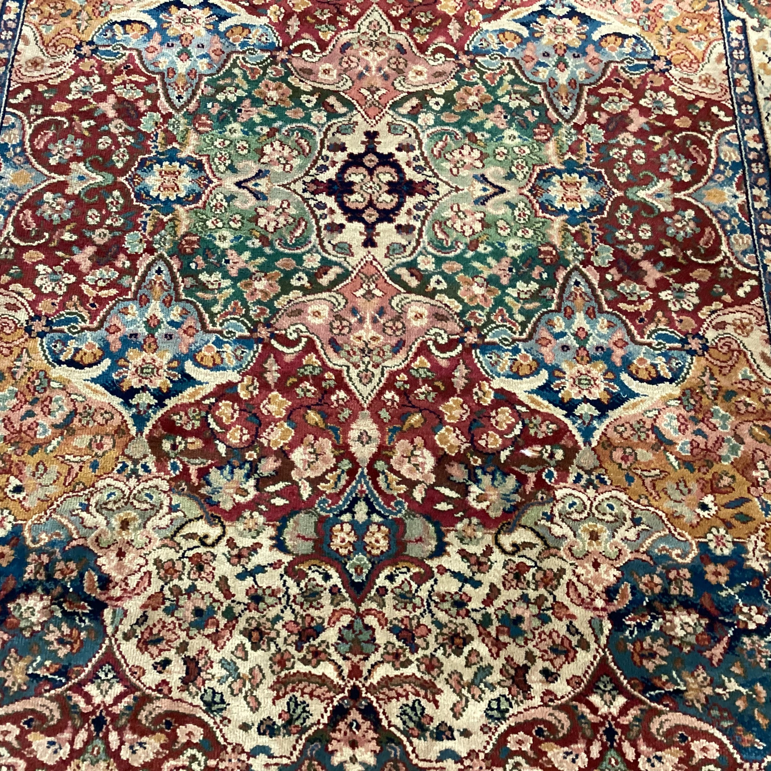 Karastan Samovar Teawash Tan Red Blue Green Wool Rug 5'9"x 9'