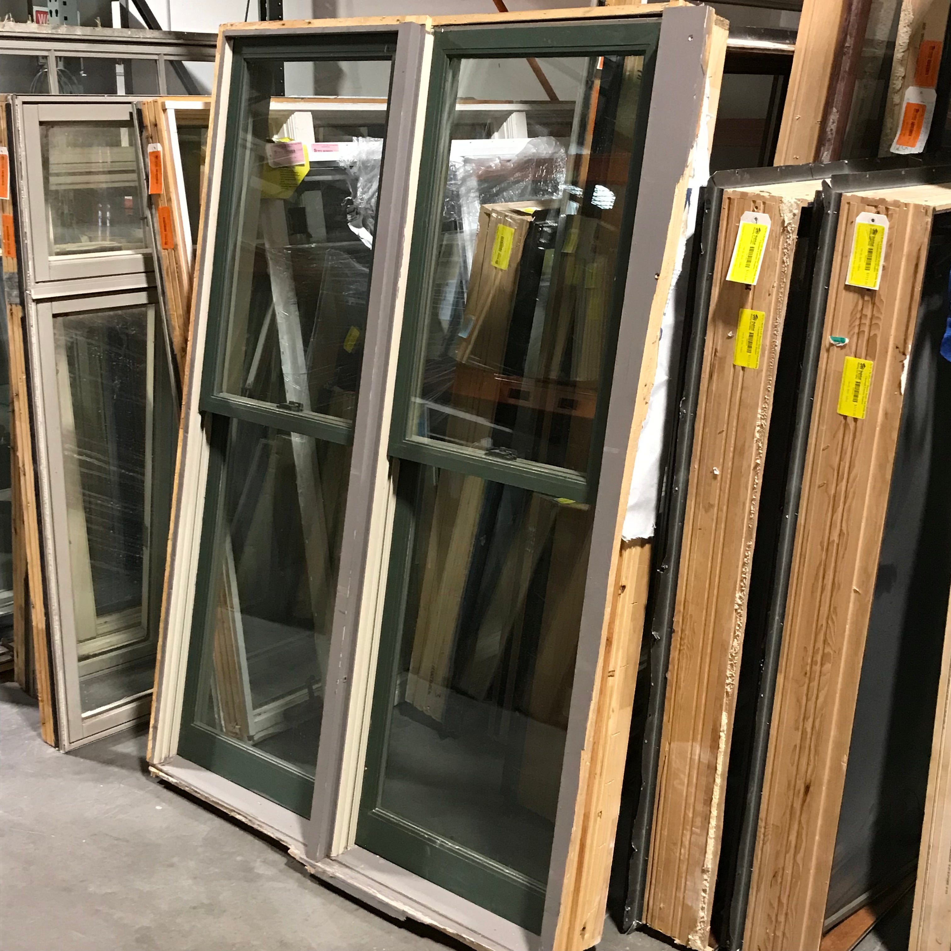 51"x 73.5"x 6.5" Tan Wood Clad Double Hung Sash Exterior Window