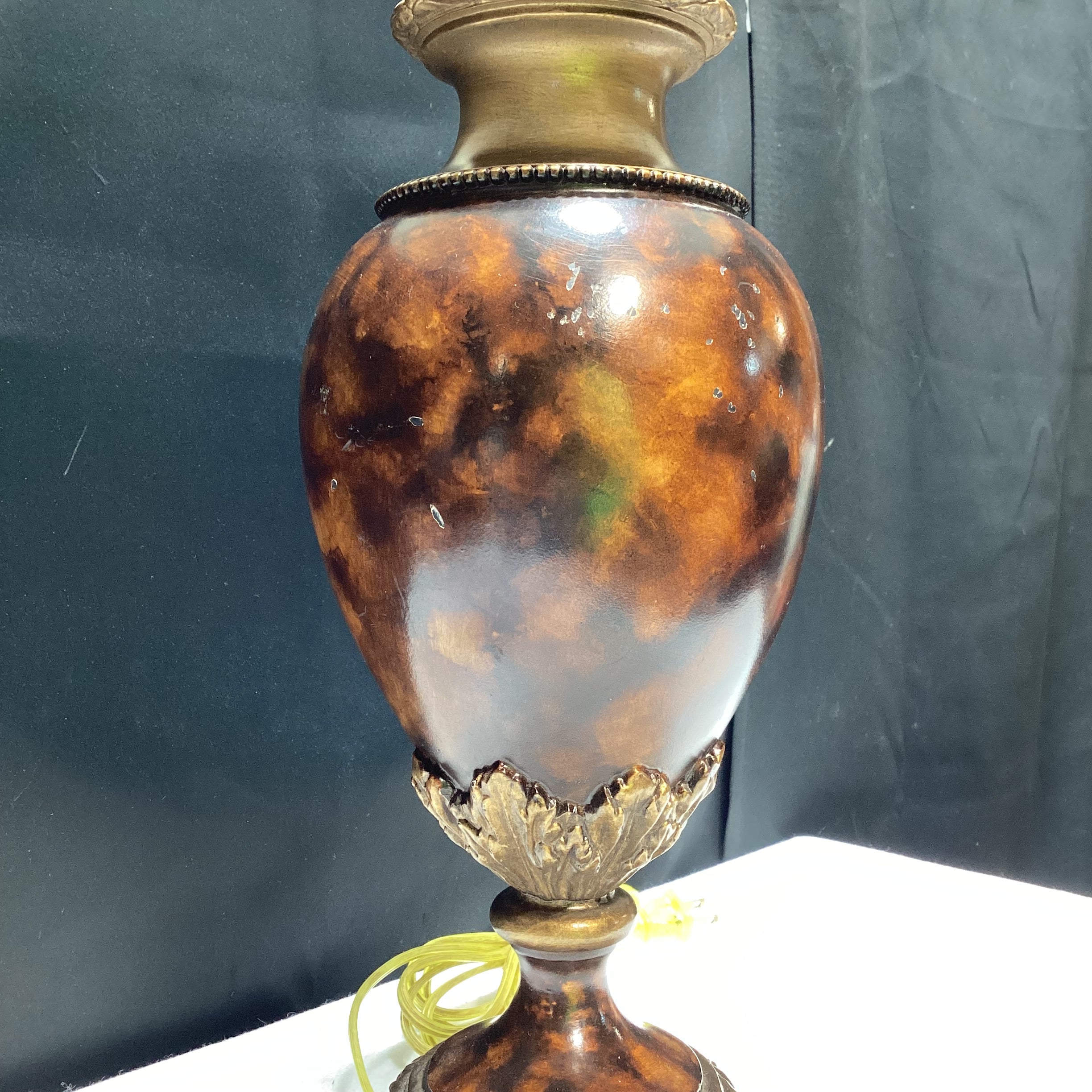Tortoise Shell Urn Shaped Table Lamp With Shade 14" x 27" x 5 1/4"