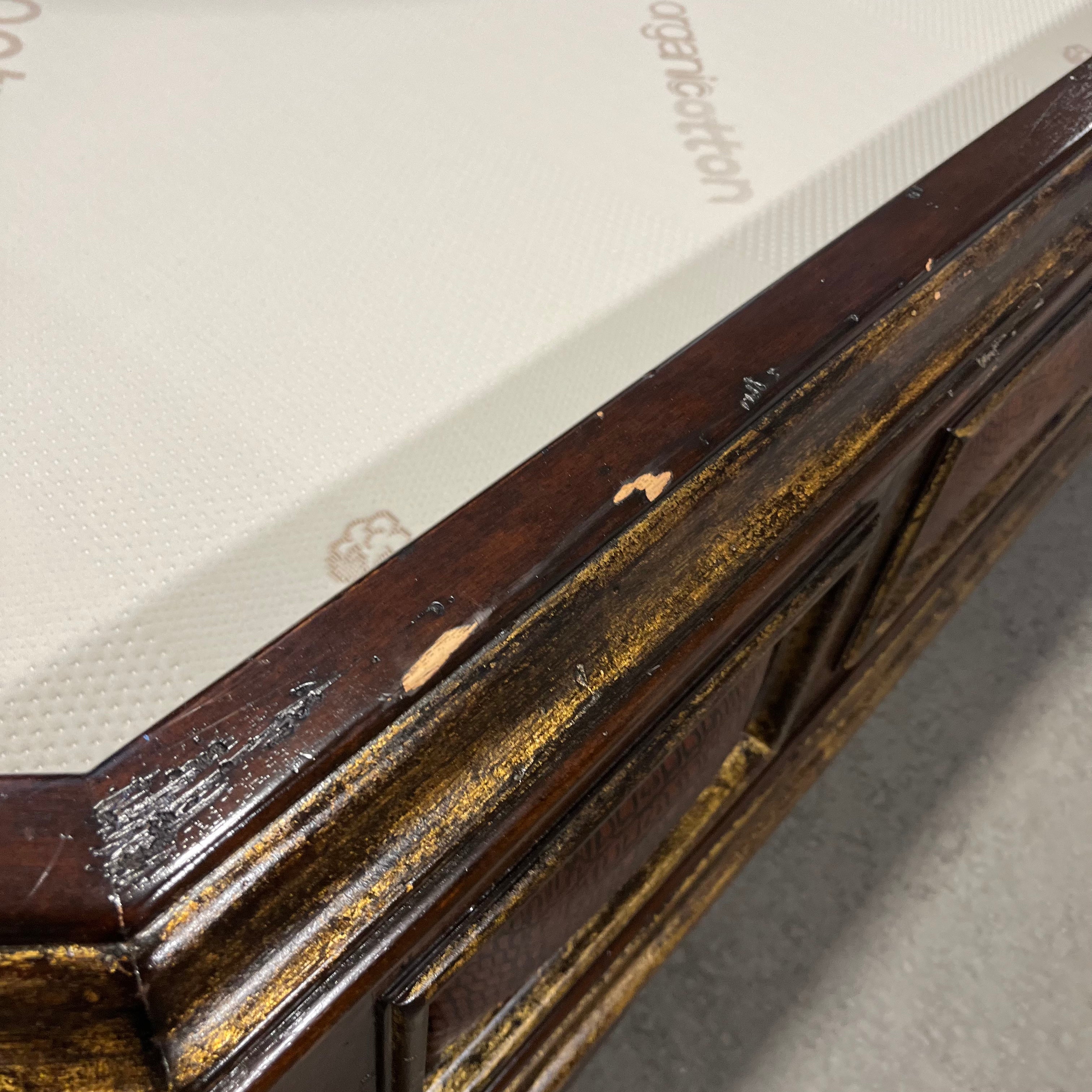 KING Hampton Dark Solid Wood With Faux Leather and Nail Head Bedset 92"x 90" 78.5"