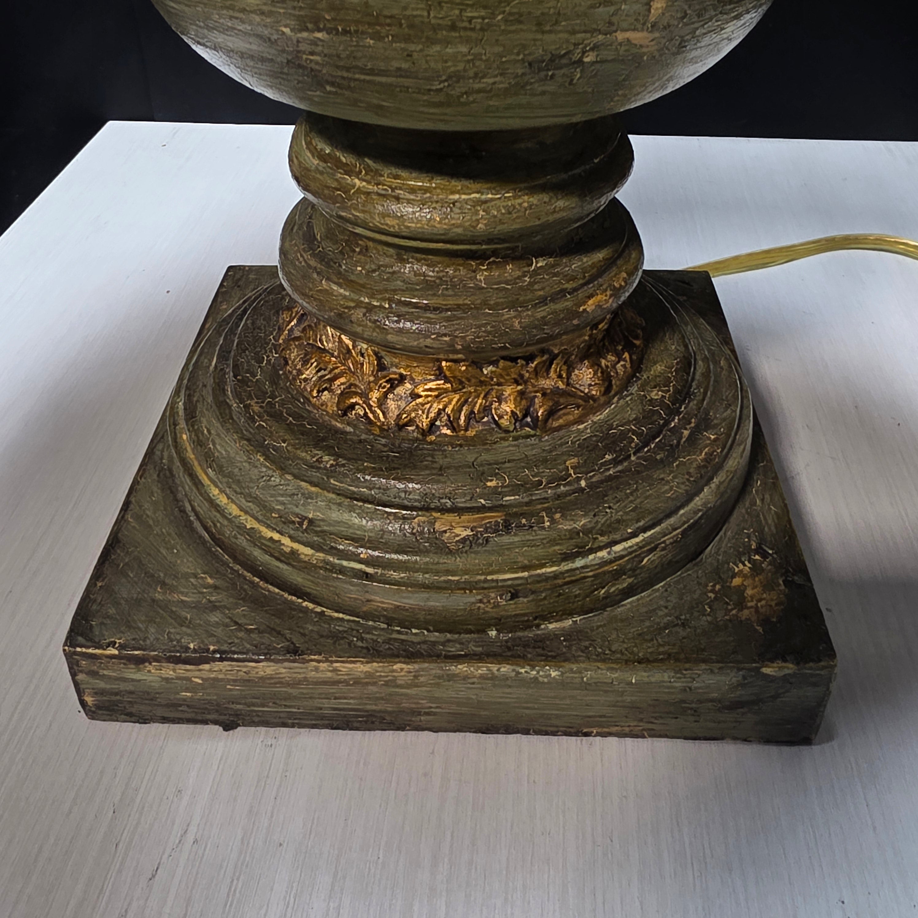 Neoclassical Style Olive Green and Gold Accented Table Lamp 19"x30.5"