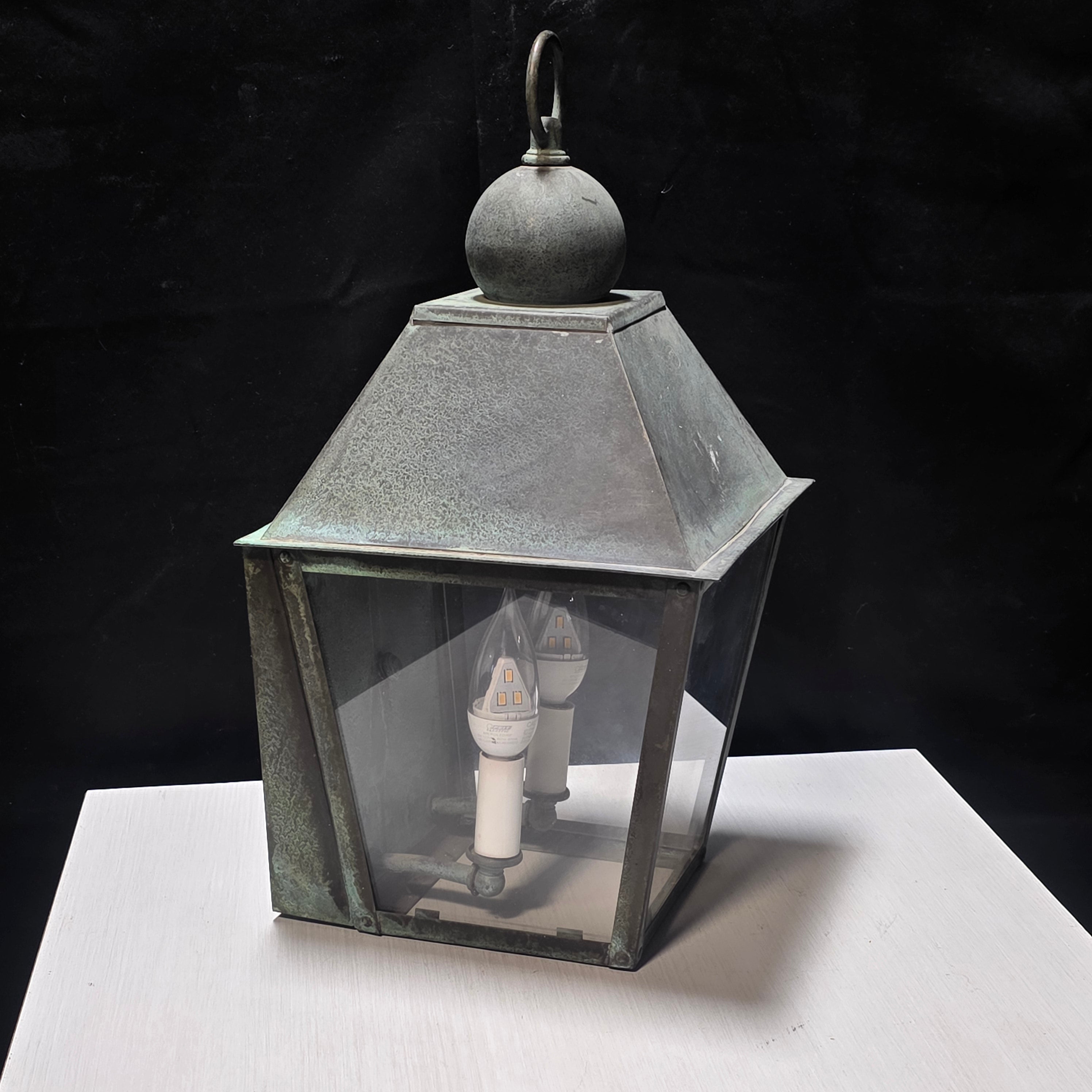 Vintage Copper Outdoor Double Light Lantern 9"x10"x18"