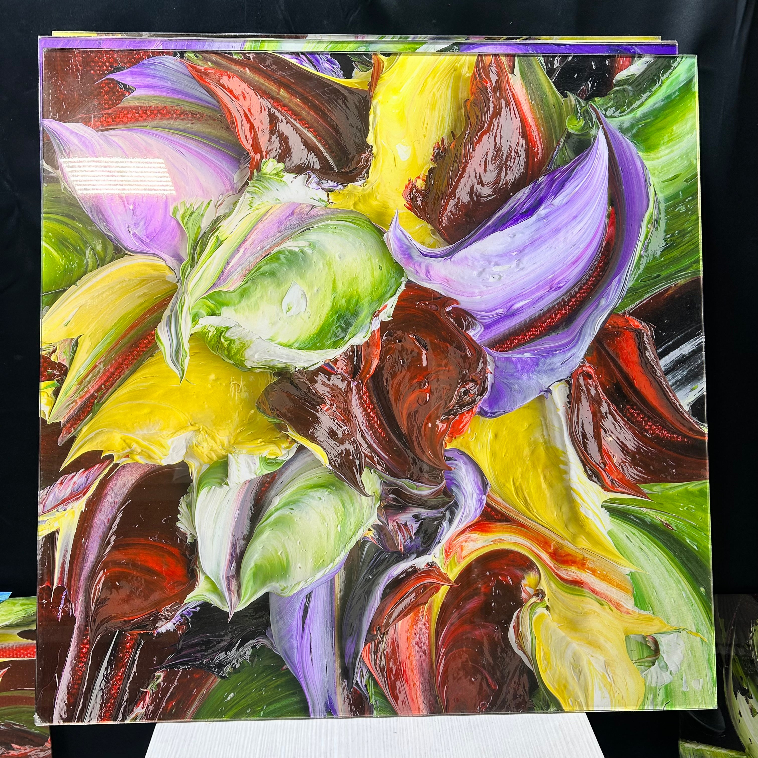 Renea Menzies Abstract Flower Print With Acrylic Cover  32"x 32"