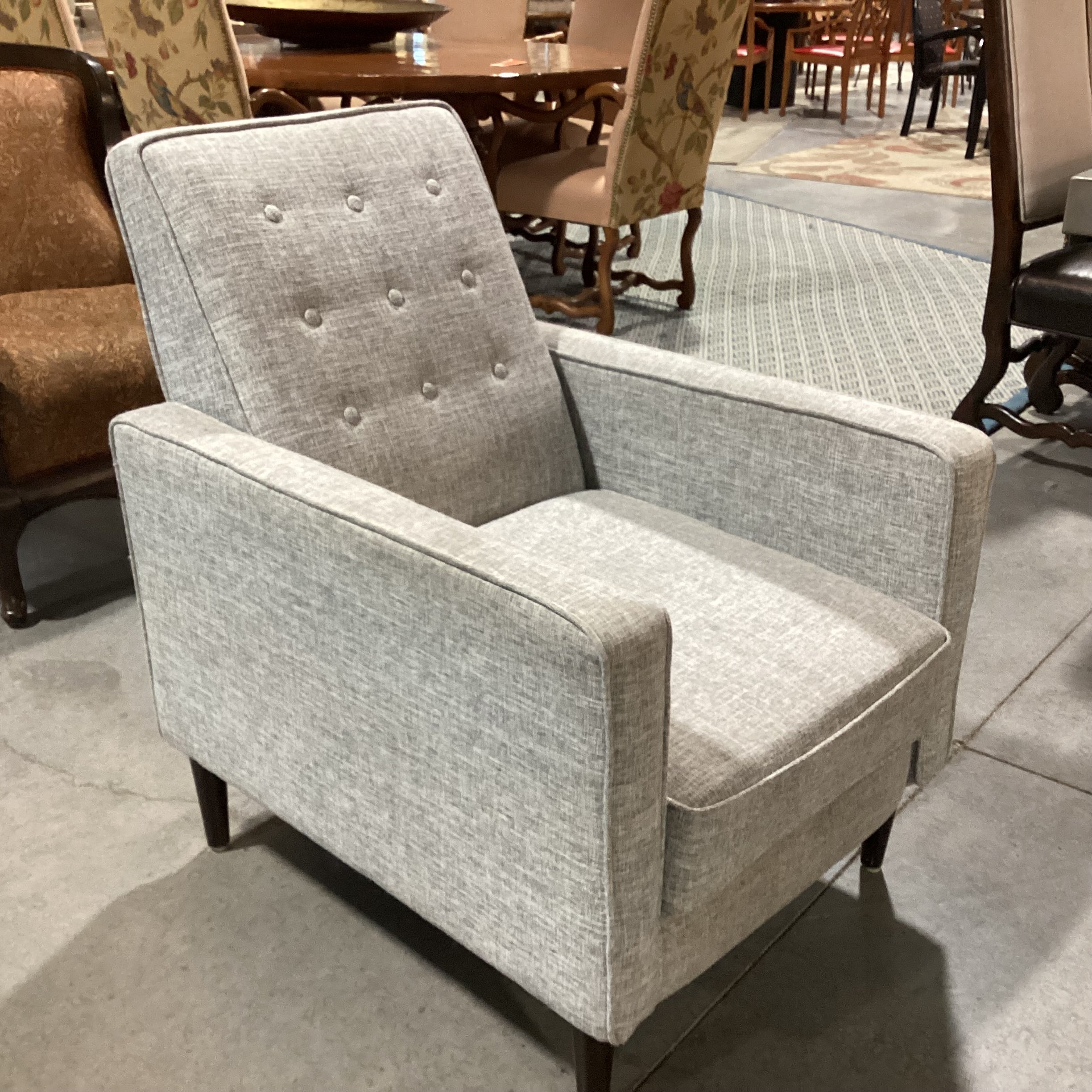 Noble House Home Furnishings Grey Heather Button Tufted Recliner Chair 28"x 34" to 54"x 37"