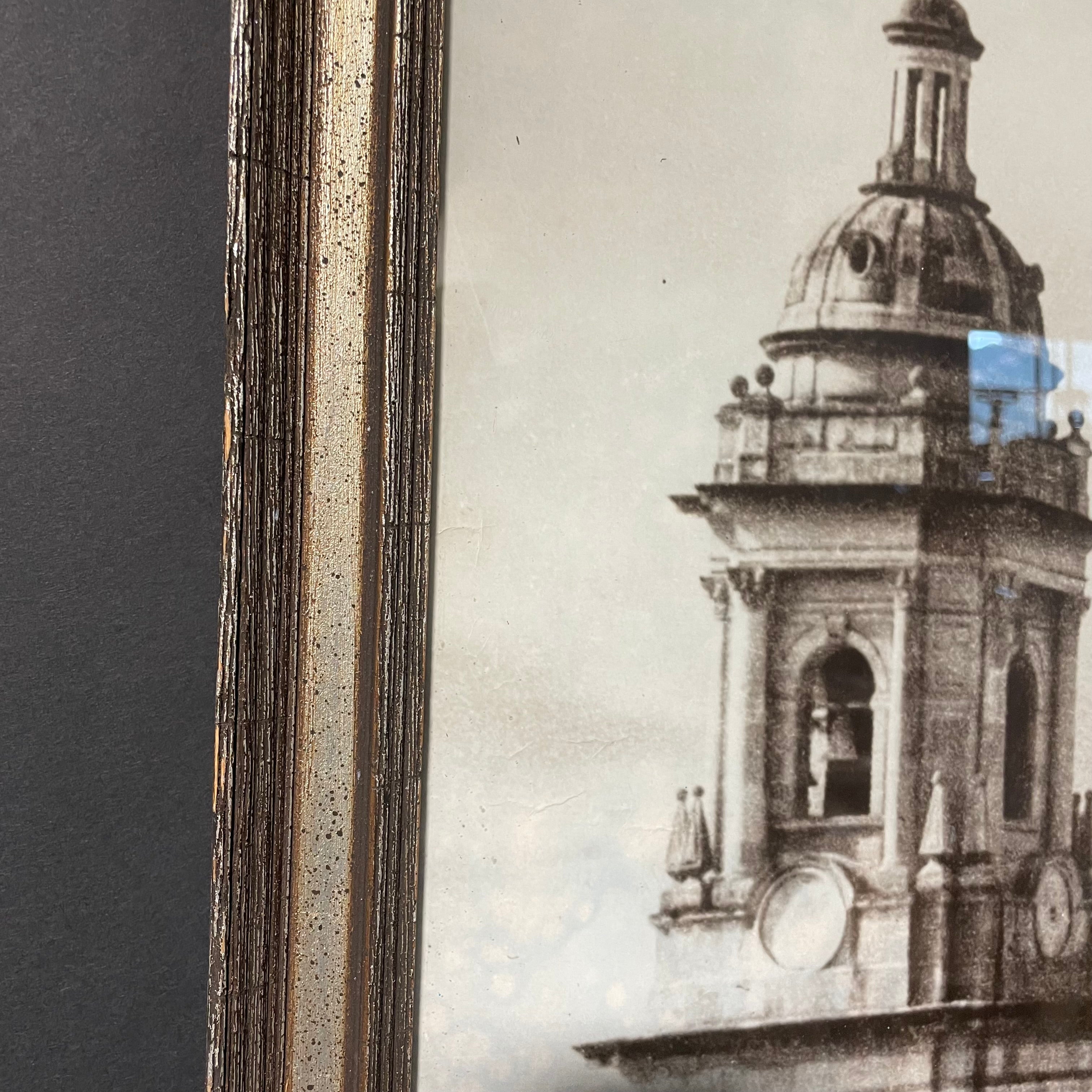 Cathedral Primada De Colombia B&W Photograph In Wooden Silver Frame 42" x 35"