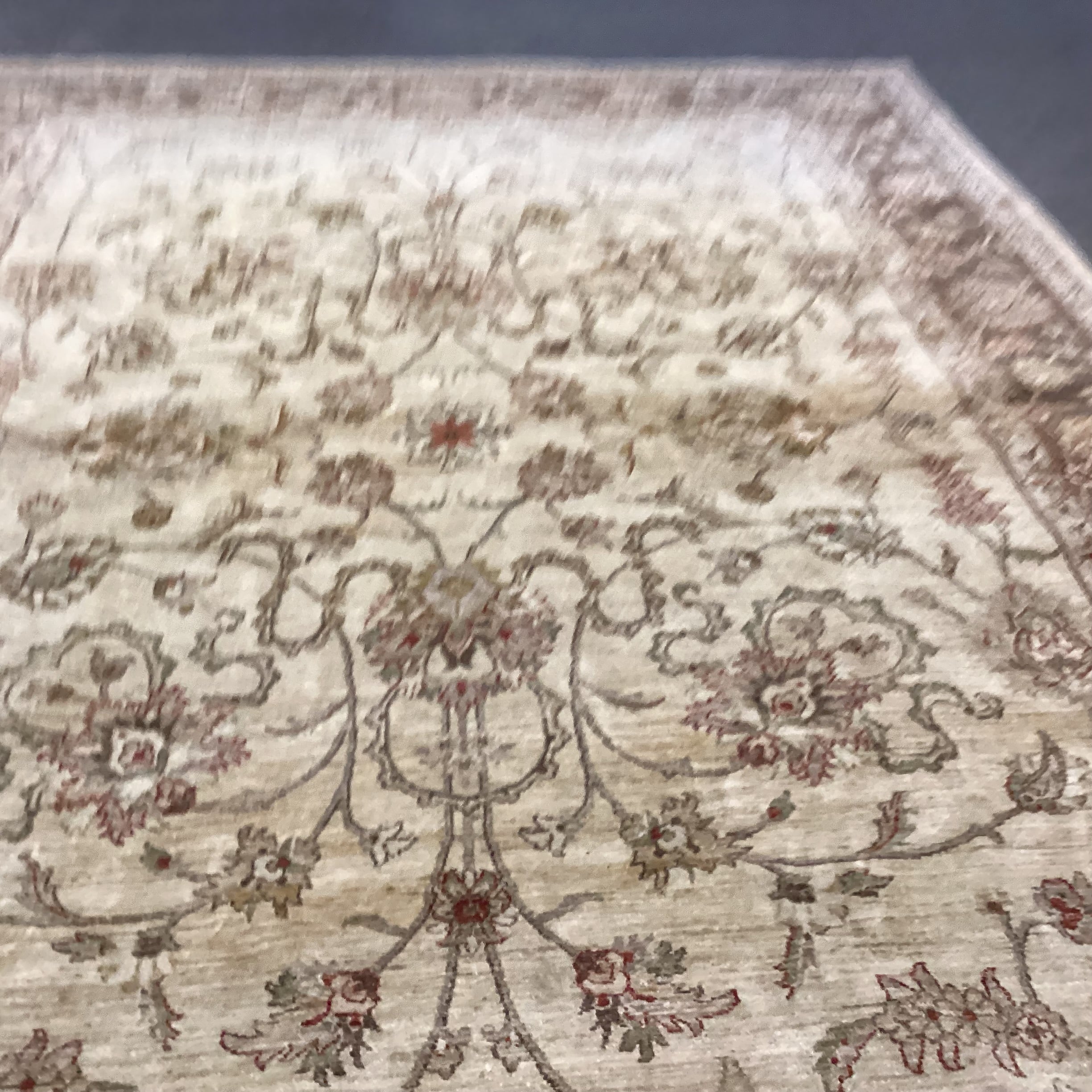 Cream Brown Rust Floral with Border Hand Woven Wool Rug 8'10"x 12'