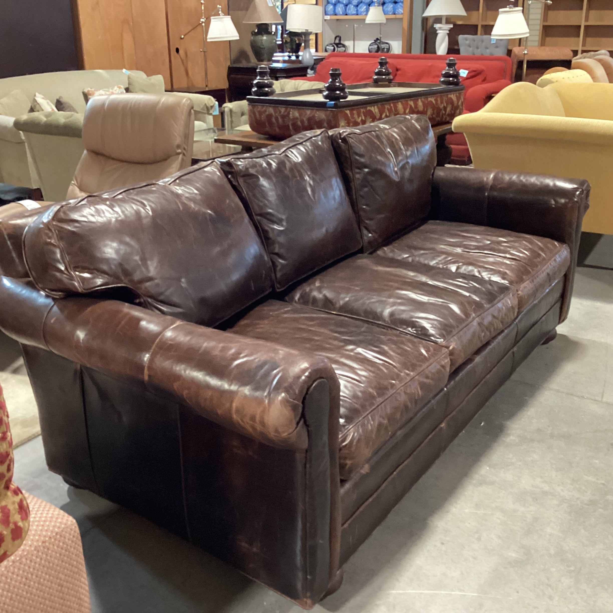 Old Hickory Tannery Distyressed Leather Queen Sleeper Sofa 91"x 43"x 33"