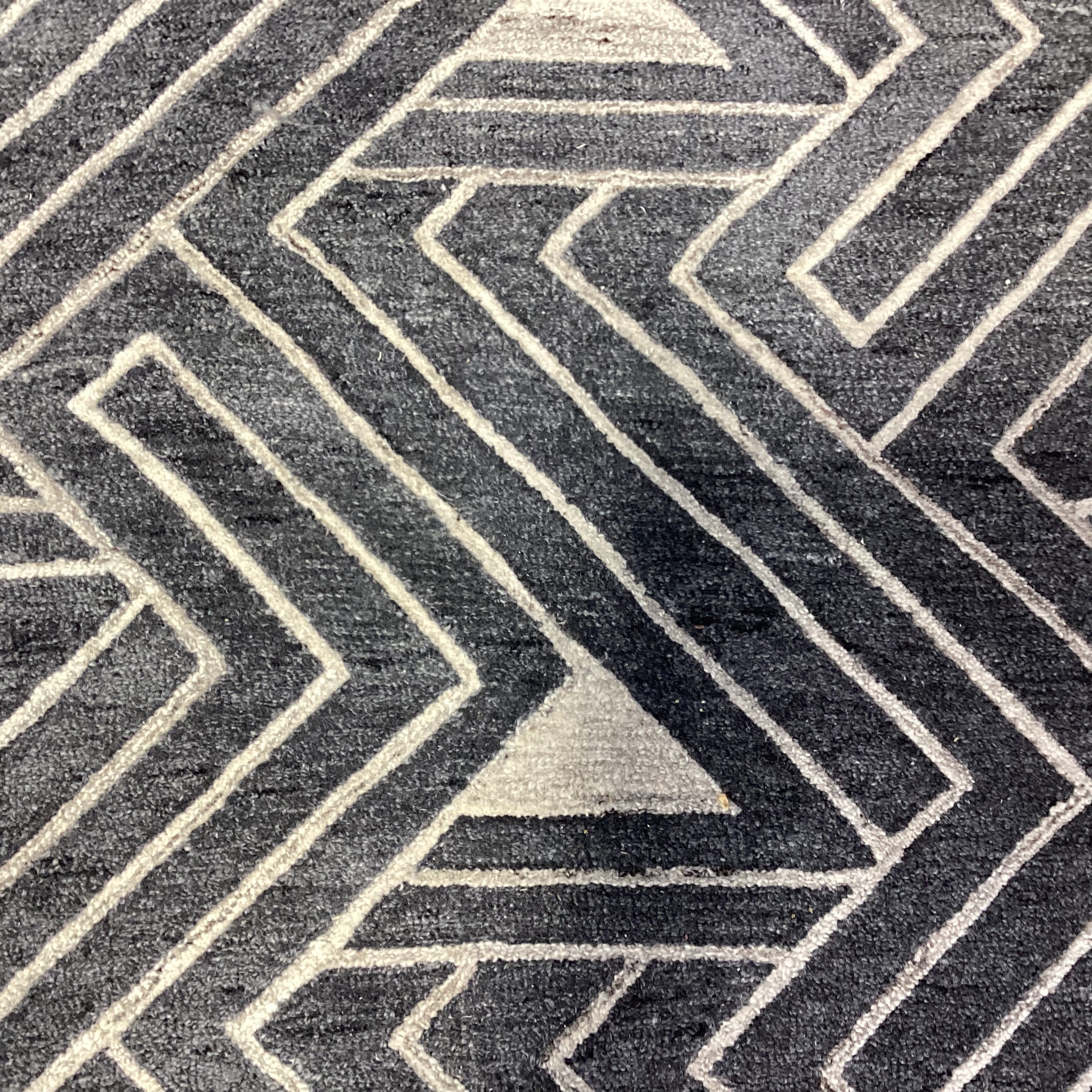 J&J Flooring Custom Fine Hand Tufted Gation Coal All Loop Natural Wool Rug 9'x 14'