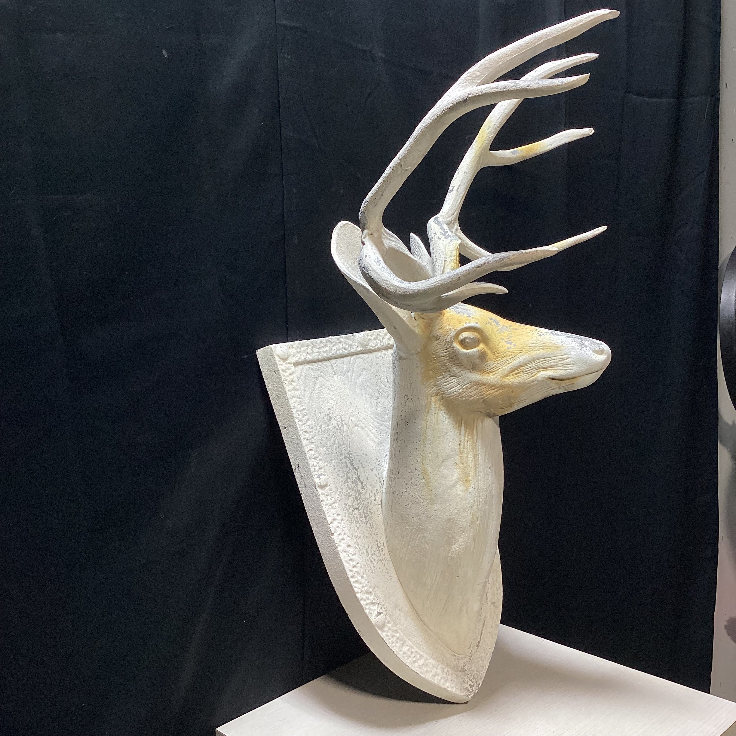 Rustic Shabby Chic Aluminum Cast Of Deer Head On Plaque 28" x 14" x 37"