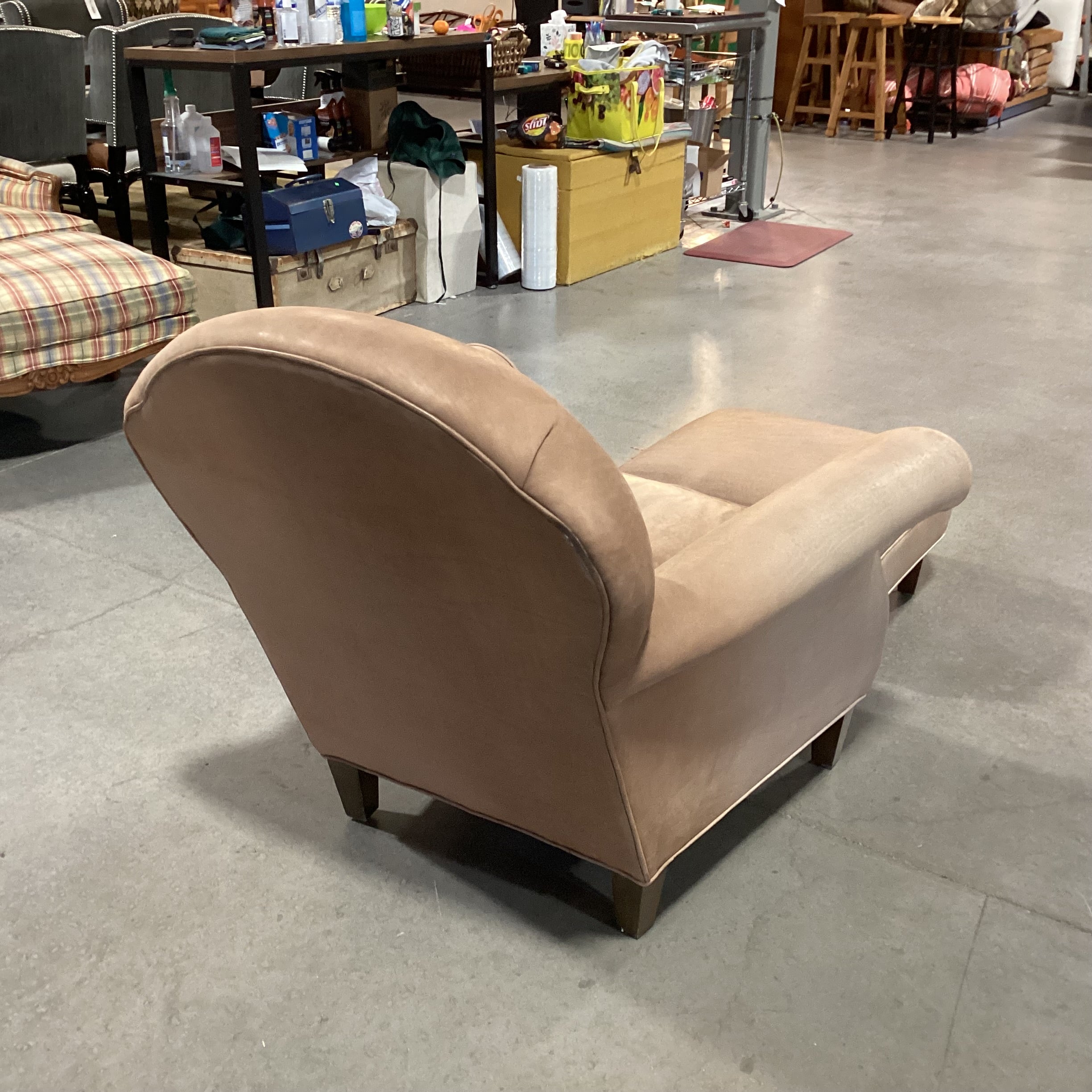 Tan Leather with Ottoman Club Chair 38"x 38"x 36"