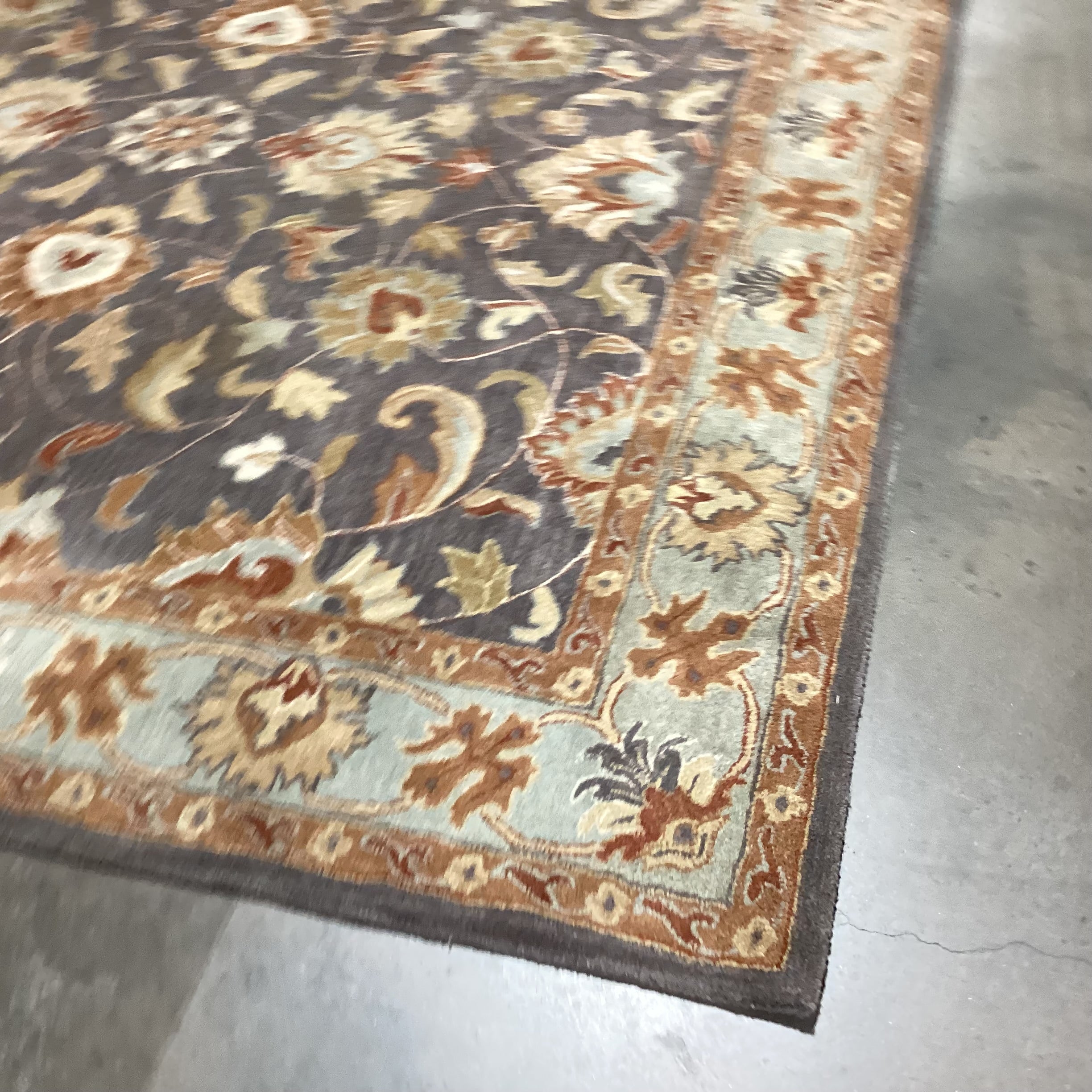 Surya Caesar Grey Gold Rust Floral Wool Rug 8'x 8'