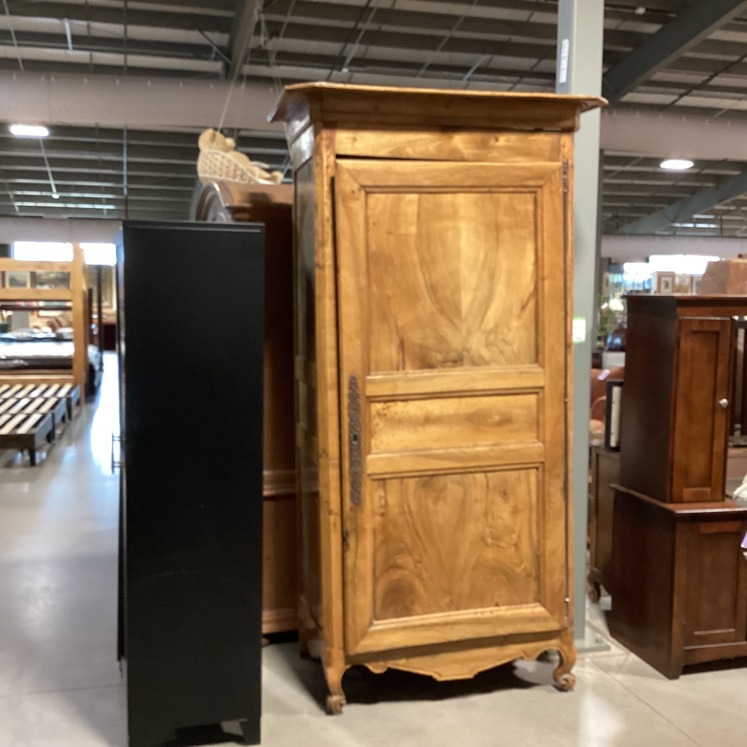 Antique Carved Wood 1 Door Armoire 48"x 29"x 90"