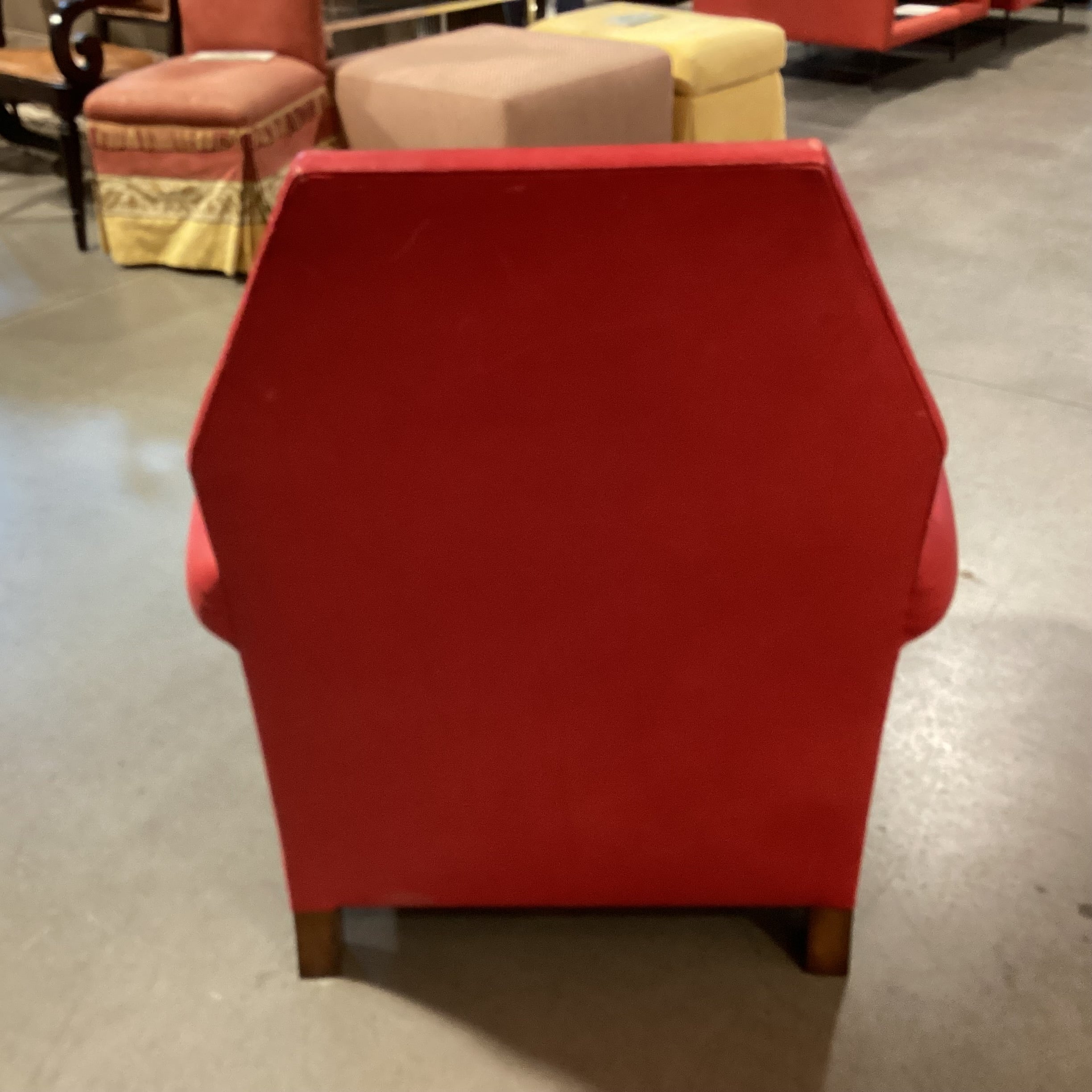 JJ Custom Red Leather Nailhead High Back Chair 35"x 37"x 38.5"