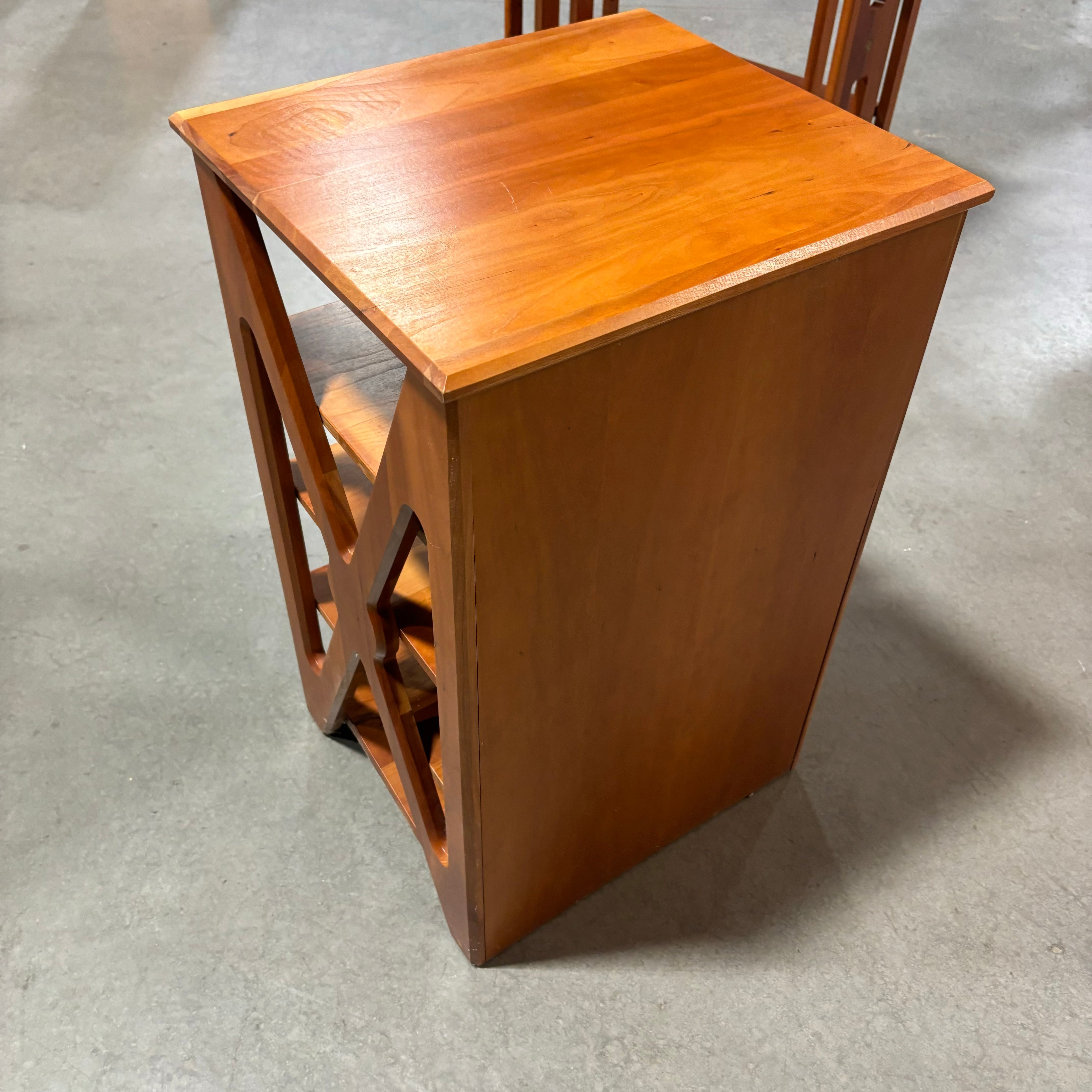 Carved Oak Veneer with 3 Adjustable Height Shelves 17.5"x 16"x 28"