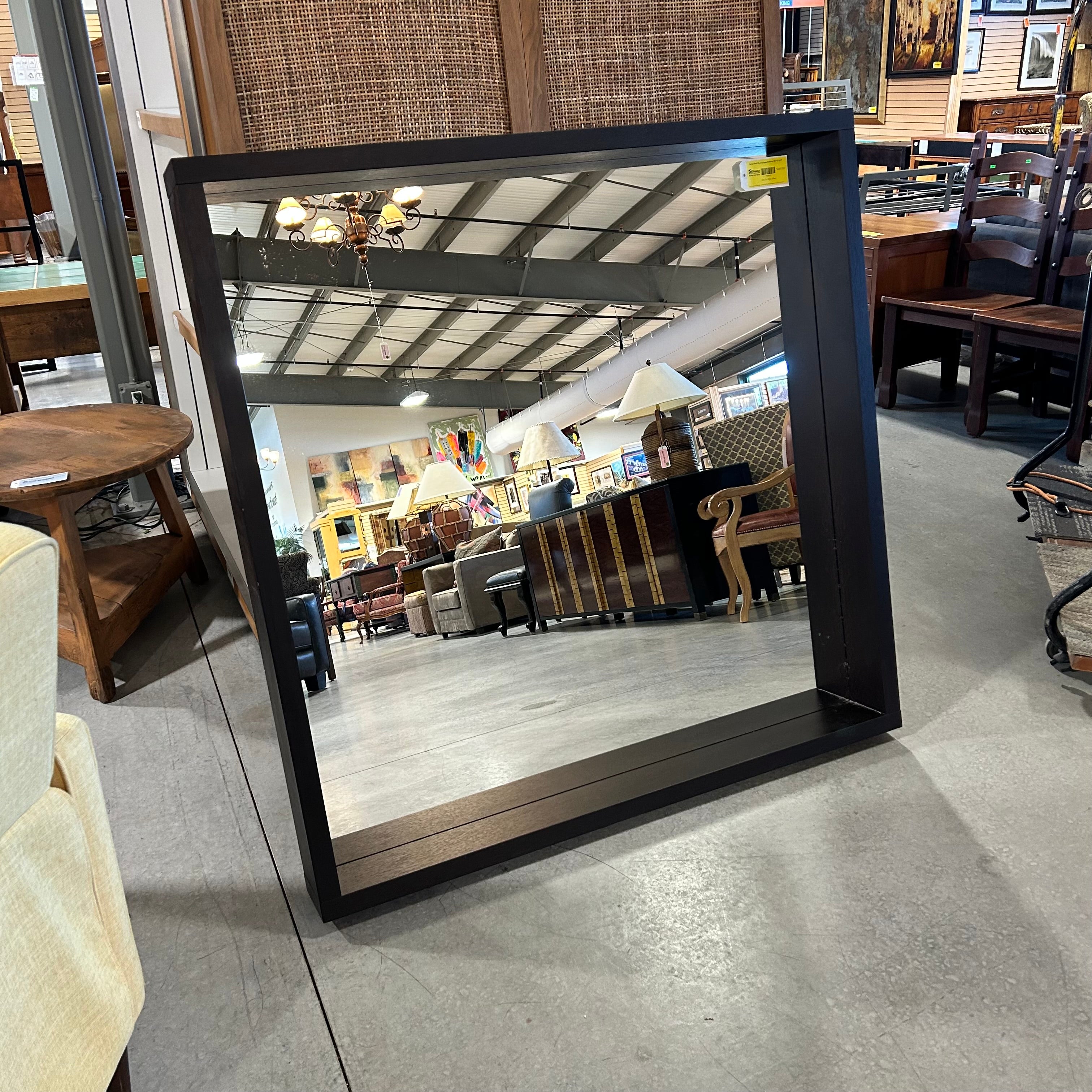 Large Dark Wood Framed Mirror 50.5"x 50.5'