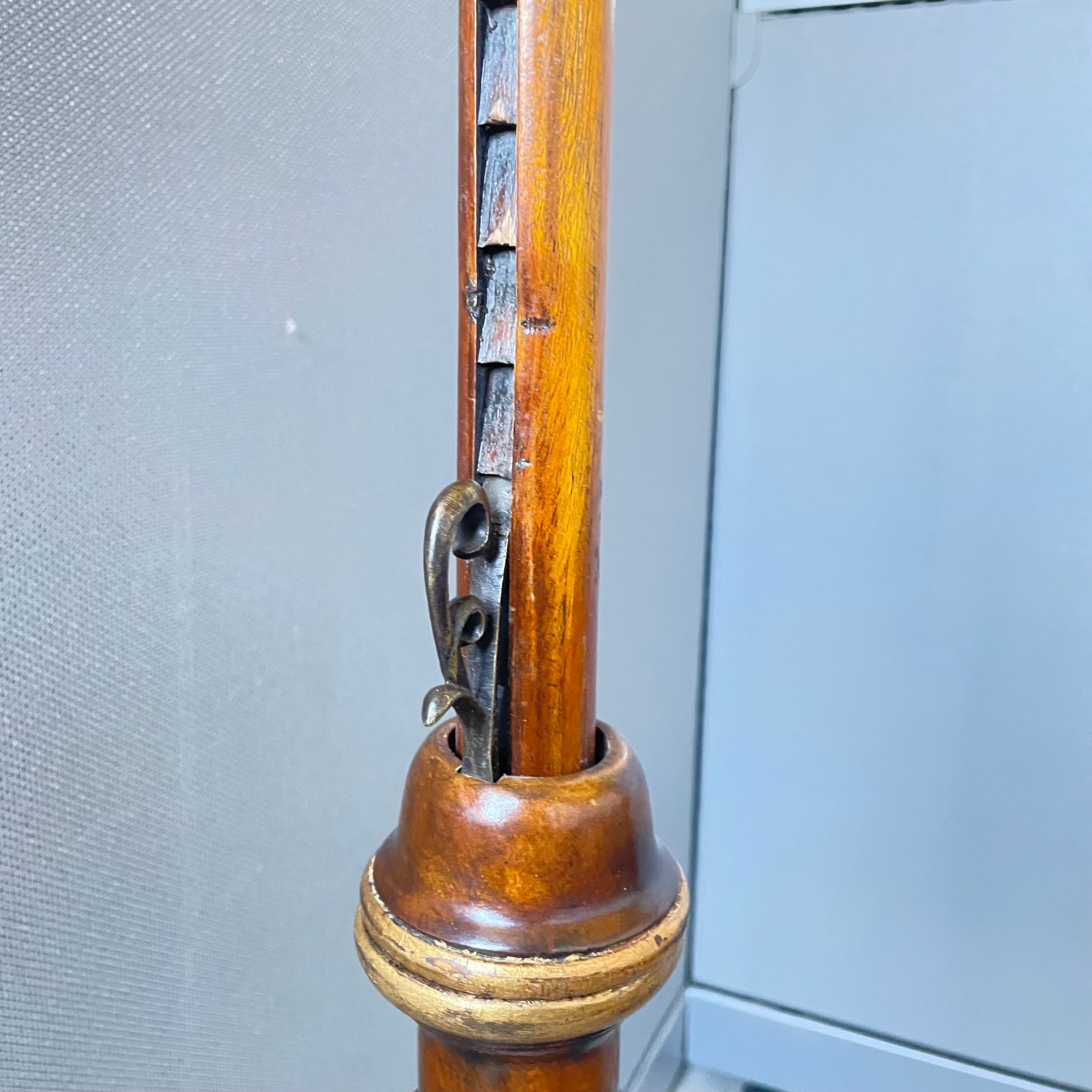 Antique Theodore Alexander Style Mahogany Harp Lyre Adjustable Music Stand, 17"x 46"