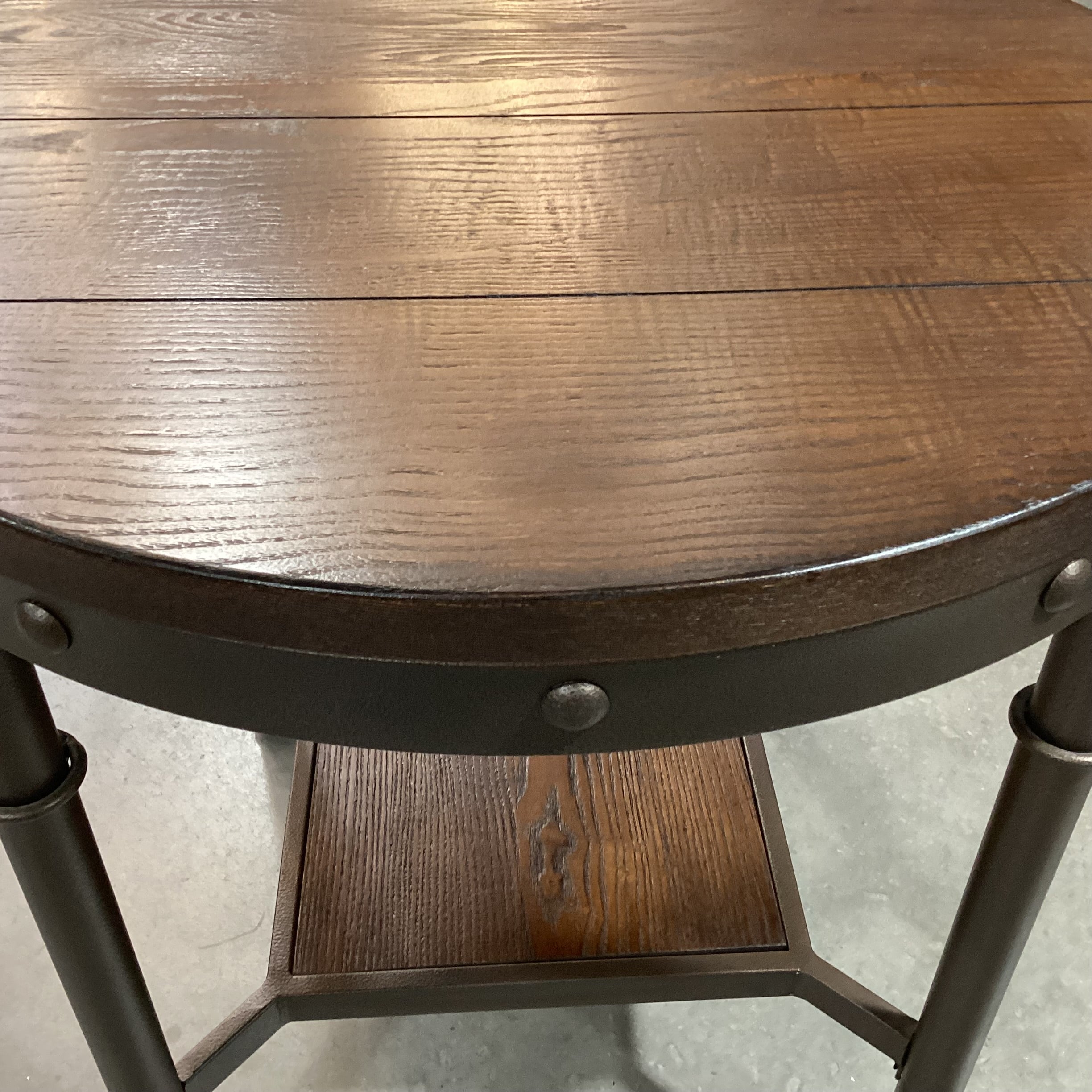 Ashley Furniture Round Wood & Iron End Table 24" Diameter x 23"