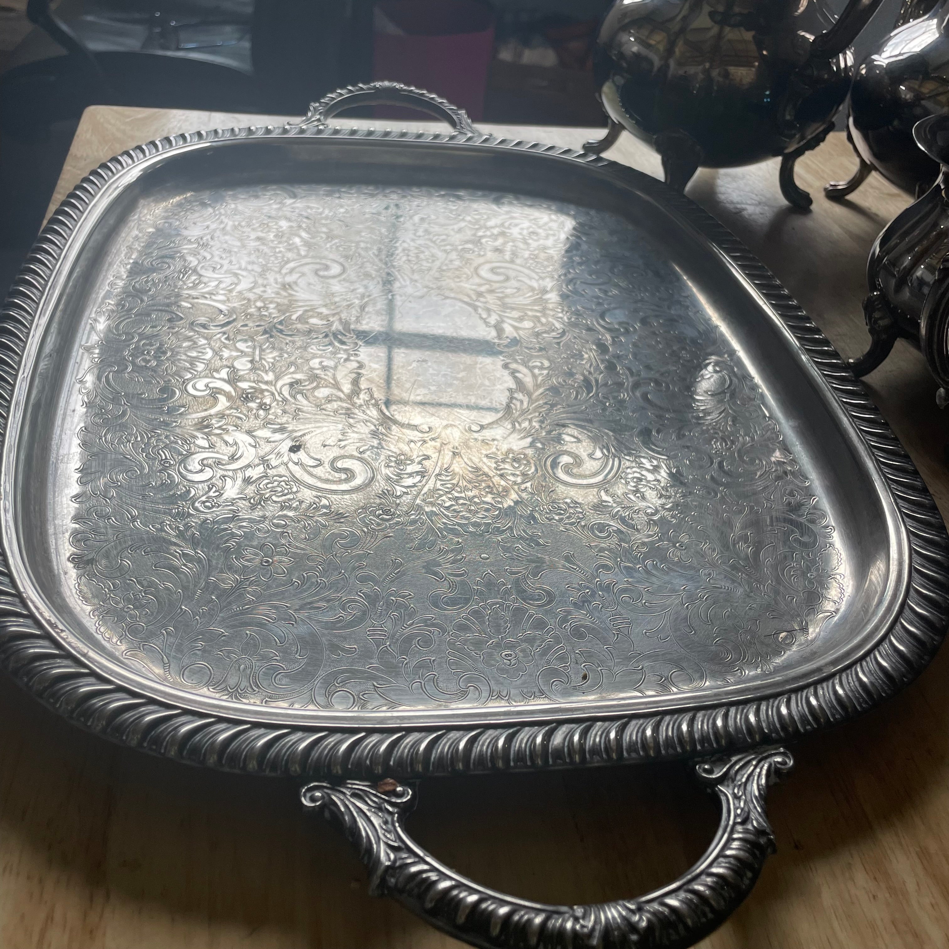 Vintage 5 Piece W&S Blackinton Baroque Style Silverplated Tea/Coffee Service