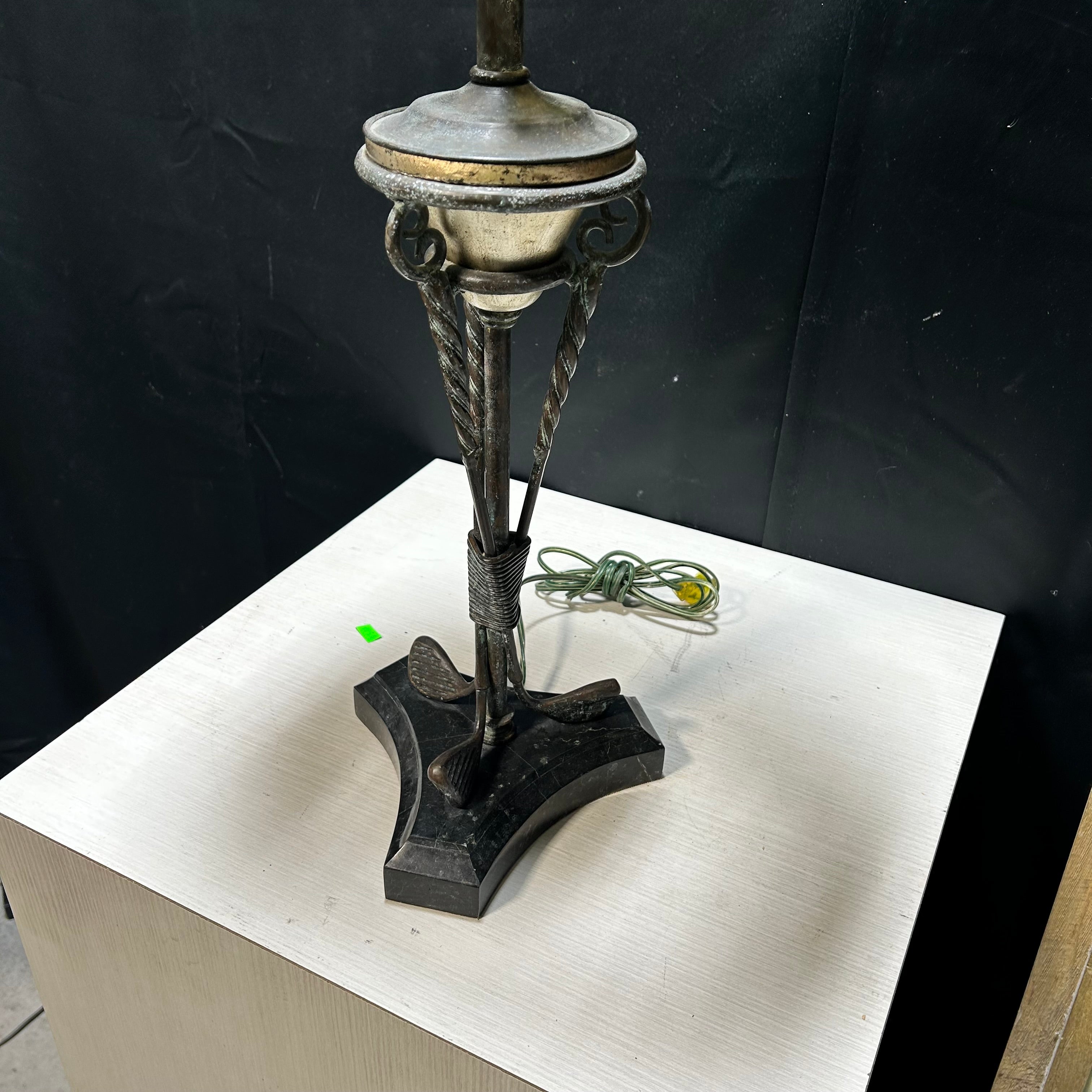 Vintage Golf Themed Marble & Iron Table Lamp 13"x 28"