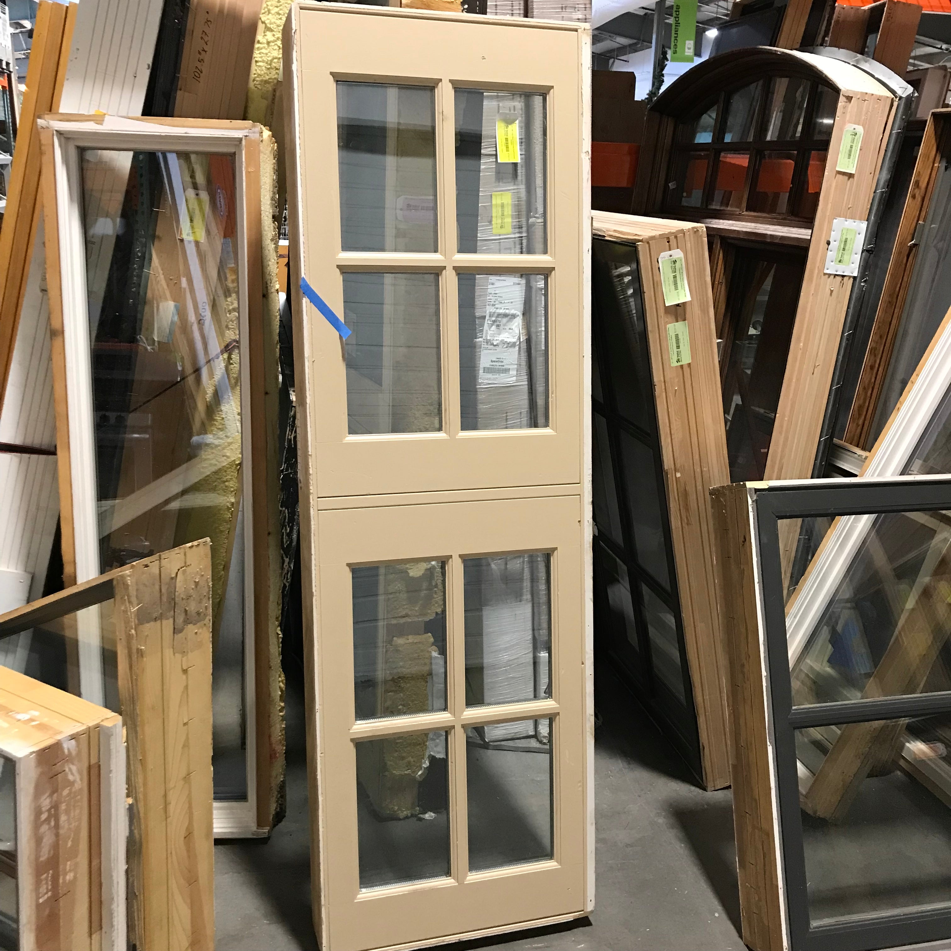 23.5"x 74.5"x 6.5" Tan Wood Clad 8 Pane Fixed Exterior Window