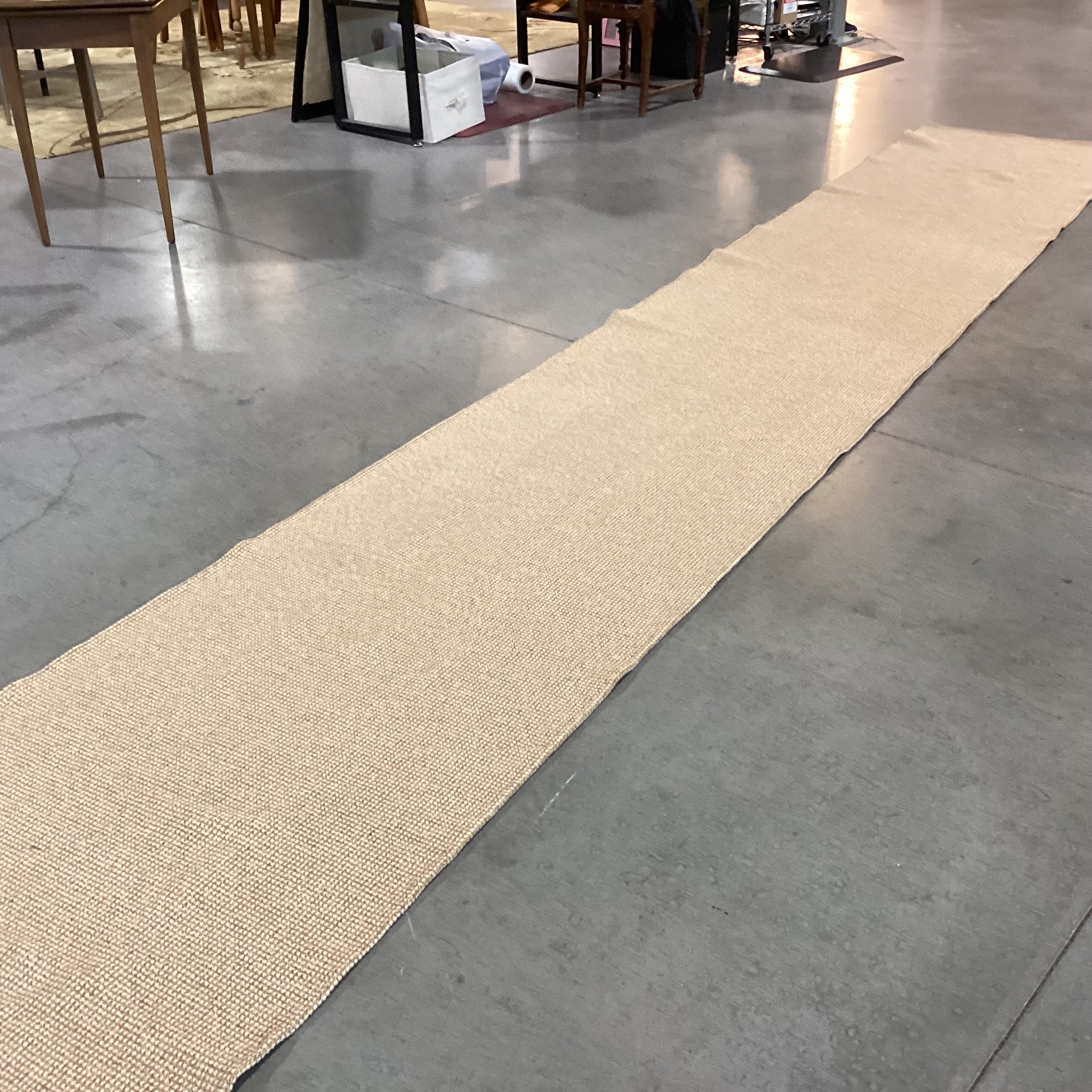 Tan Cotton Poly & Viscose Woven Runner Rug 3'x 17'7"