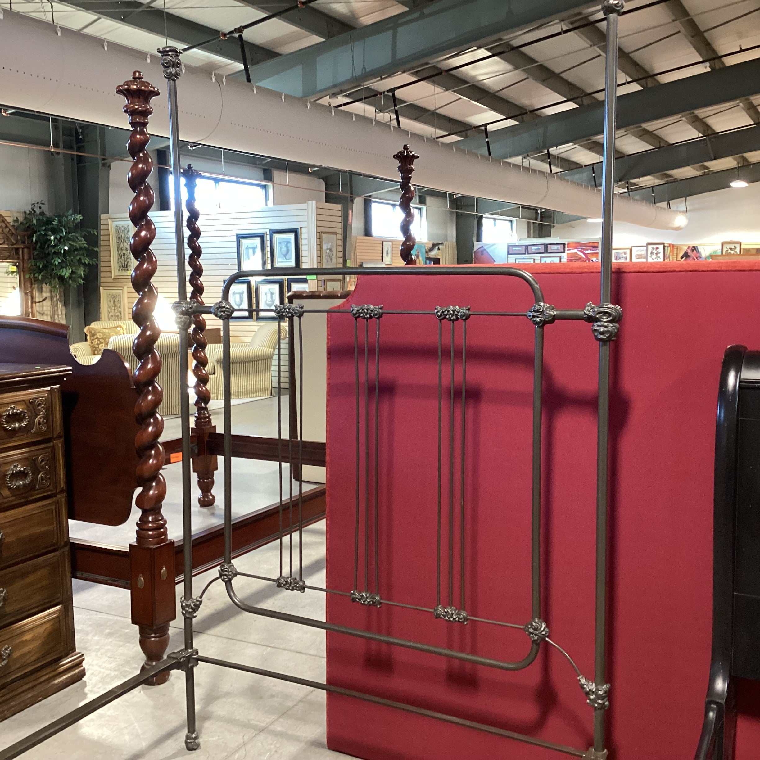 FULL Vintage Finished Cast Iron Bed Set 55"x 85"x 86"