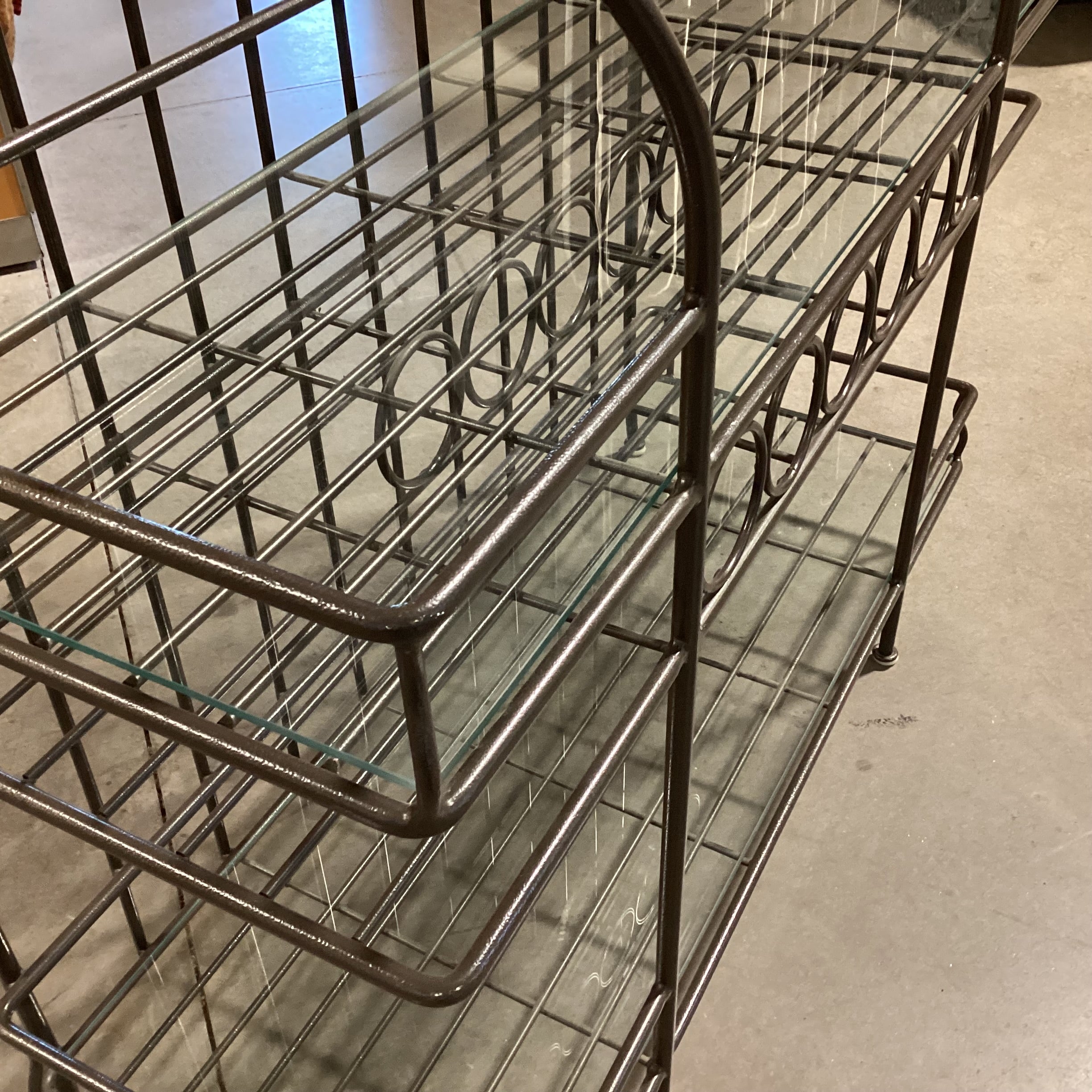 Iron with Dome Top & Glass Bakers & Wine Rack Shelves 44"x 18"x 83"