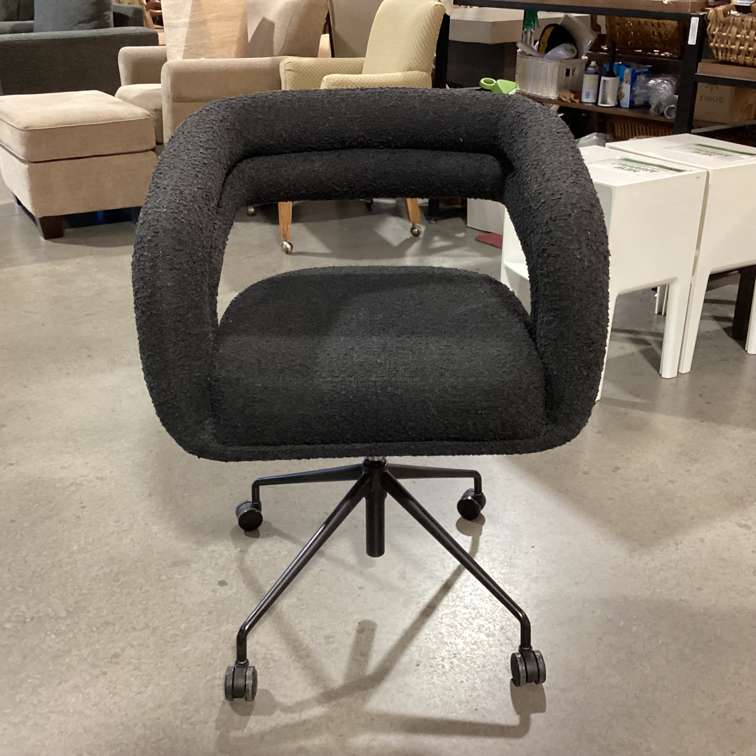 Rove Concepts Black Chatou Boucle Adjustable Office Chair 26"x 23"x 34"