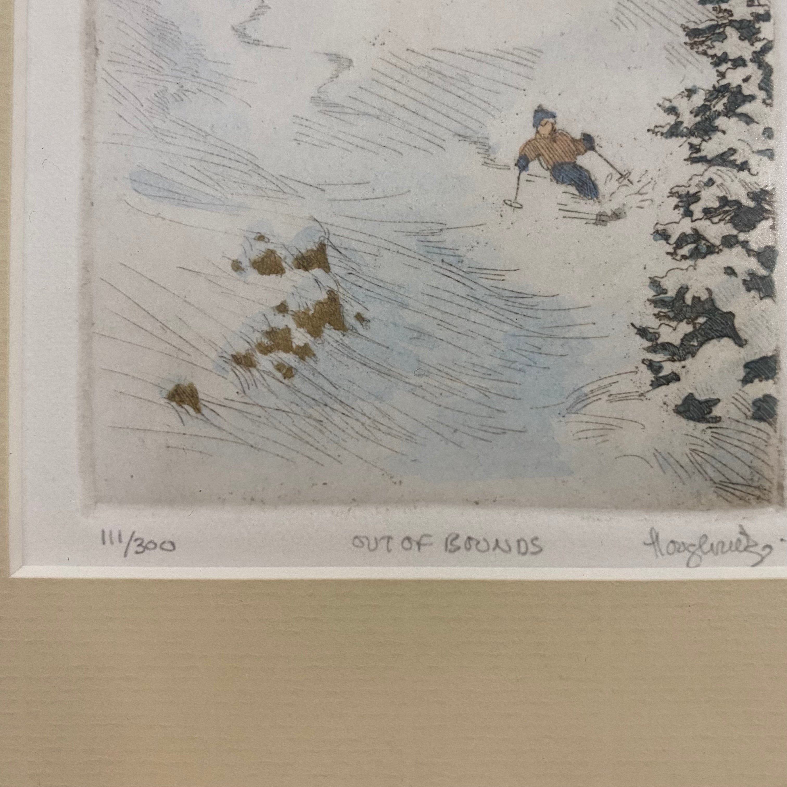 Signed Leon Loughridge "Out of Bounds" 1981 Limited Edition Etching 10"x 12"