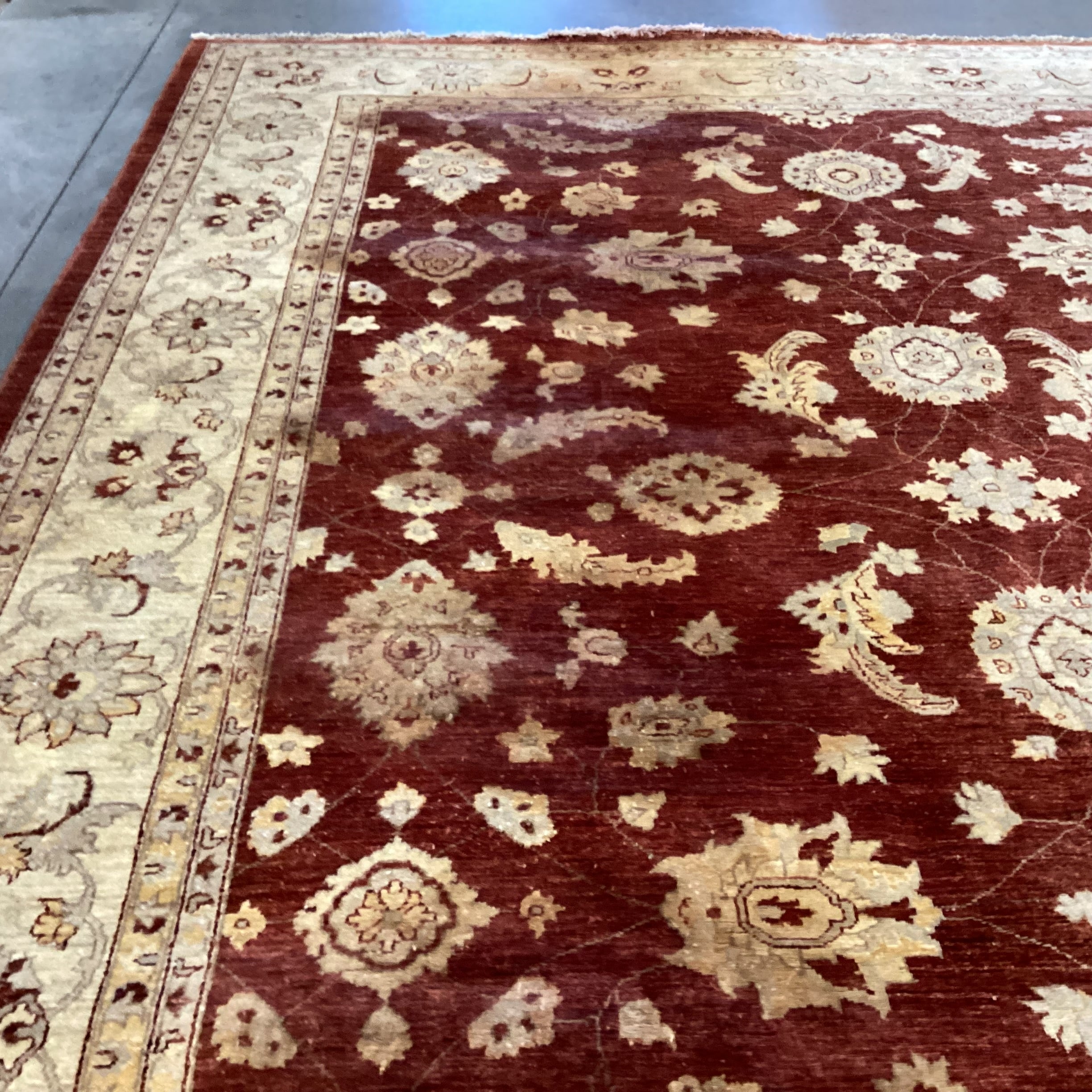 Red Rust & Gold Hand Woven Wool Rug 10'7"x 13'9"