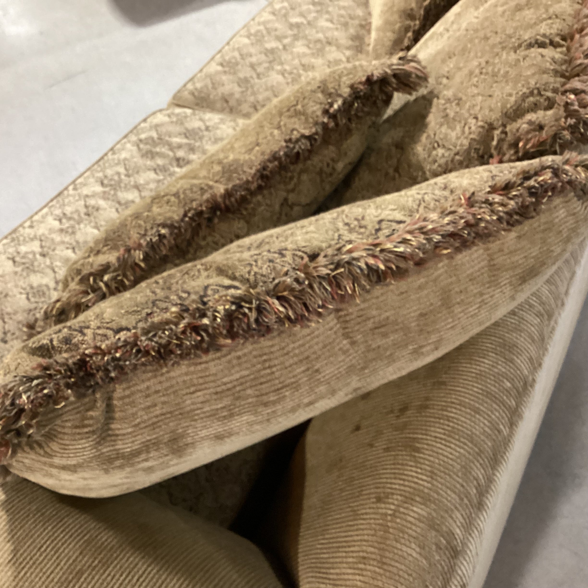 Golden Olive with Reversible Patterned Cushions & Back Pillows Roll Arm Nailhead Sofa 97"x 40"x 30"