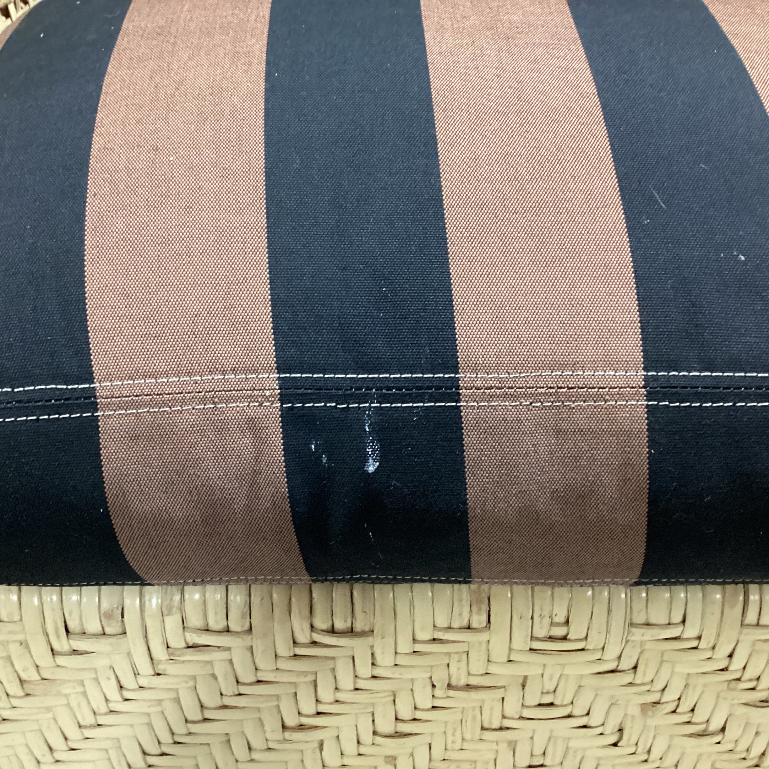 Rattan Wicker & Black Brown Stripe Down Cushions Chair 36"x 31"x 34"Chair