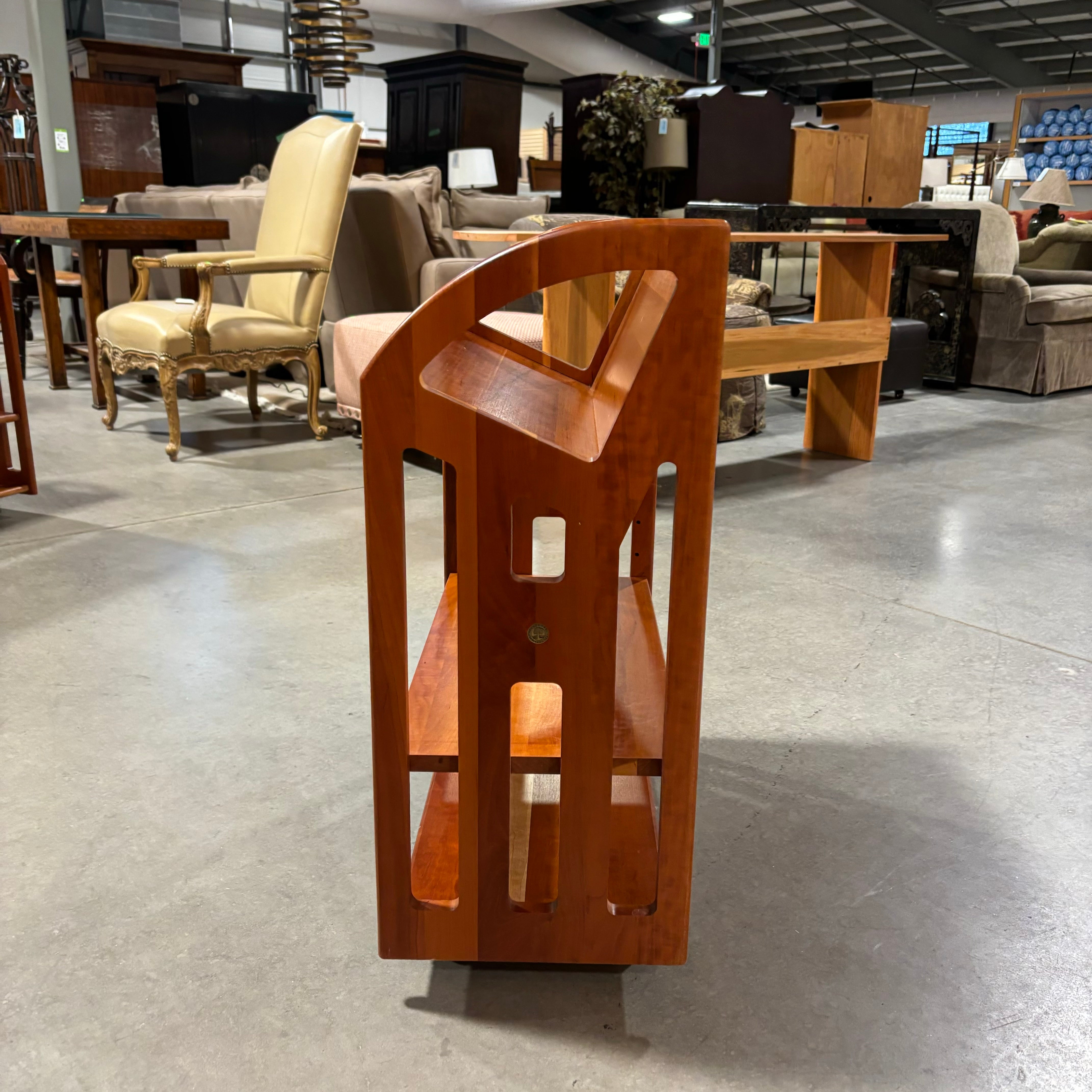 Levenger Three Tiered Oak Veneer on Casters Library Cart Shelves 25"x 13"x 31"