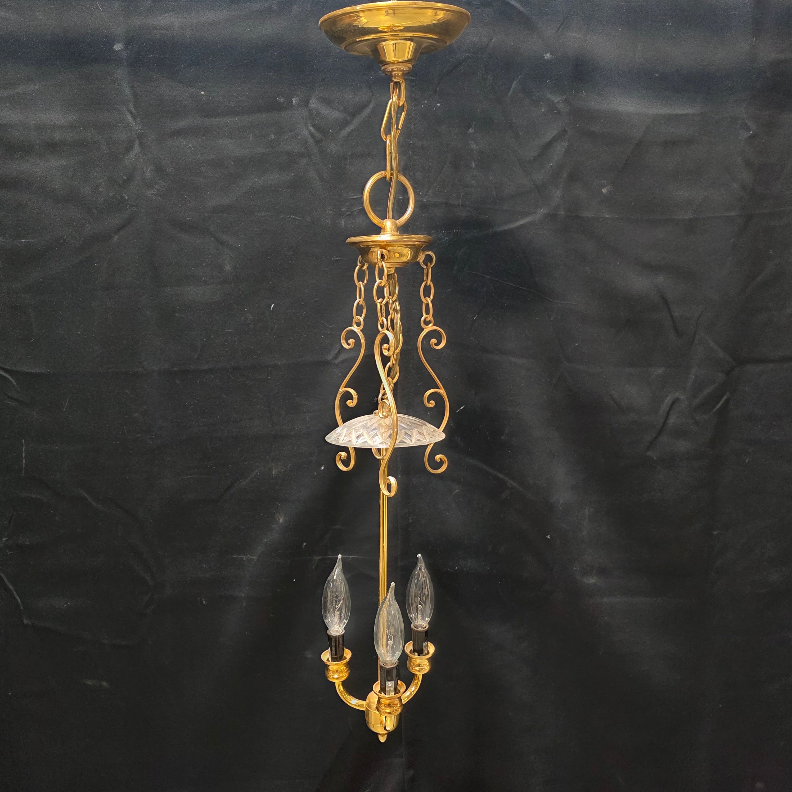 Sweet Three Light Brass Pendant Chandelier 6"Dx29"