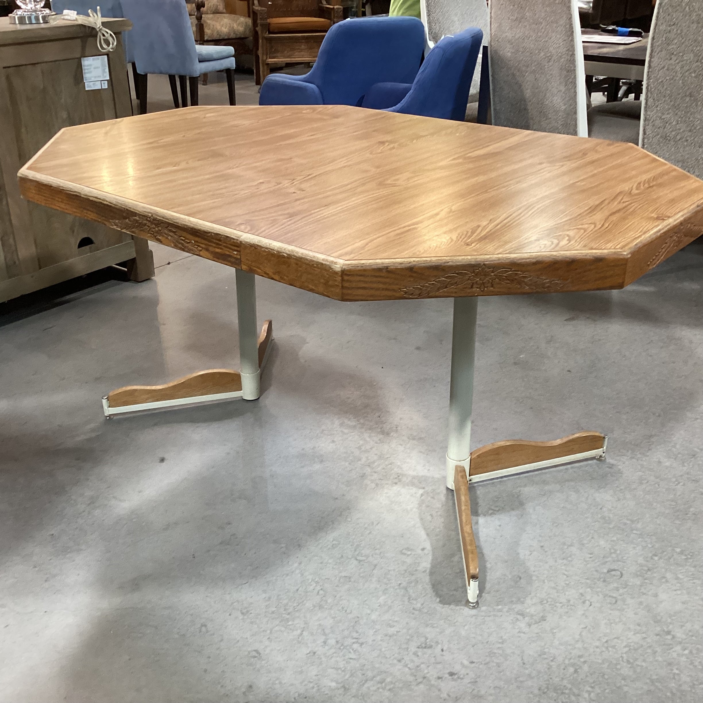 Vintage Wood Style Laminate Wood &Metal 1 Leaf Dining Table 60"x 42"x 29"