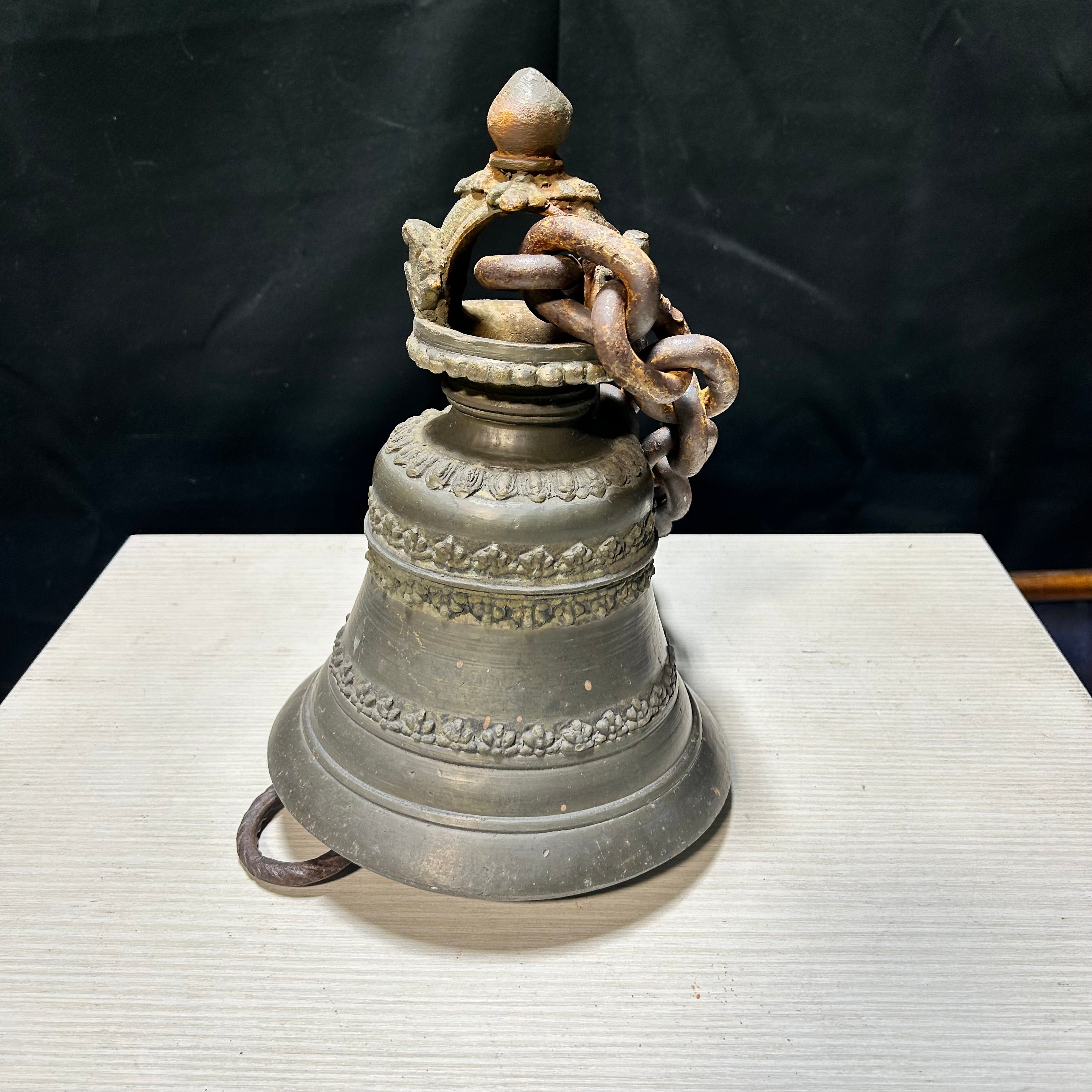 Antique Brass Temple Bell 7.5"x 15"