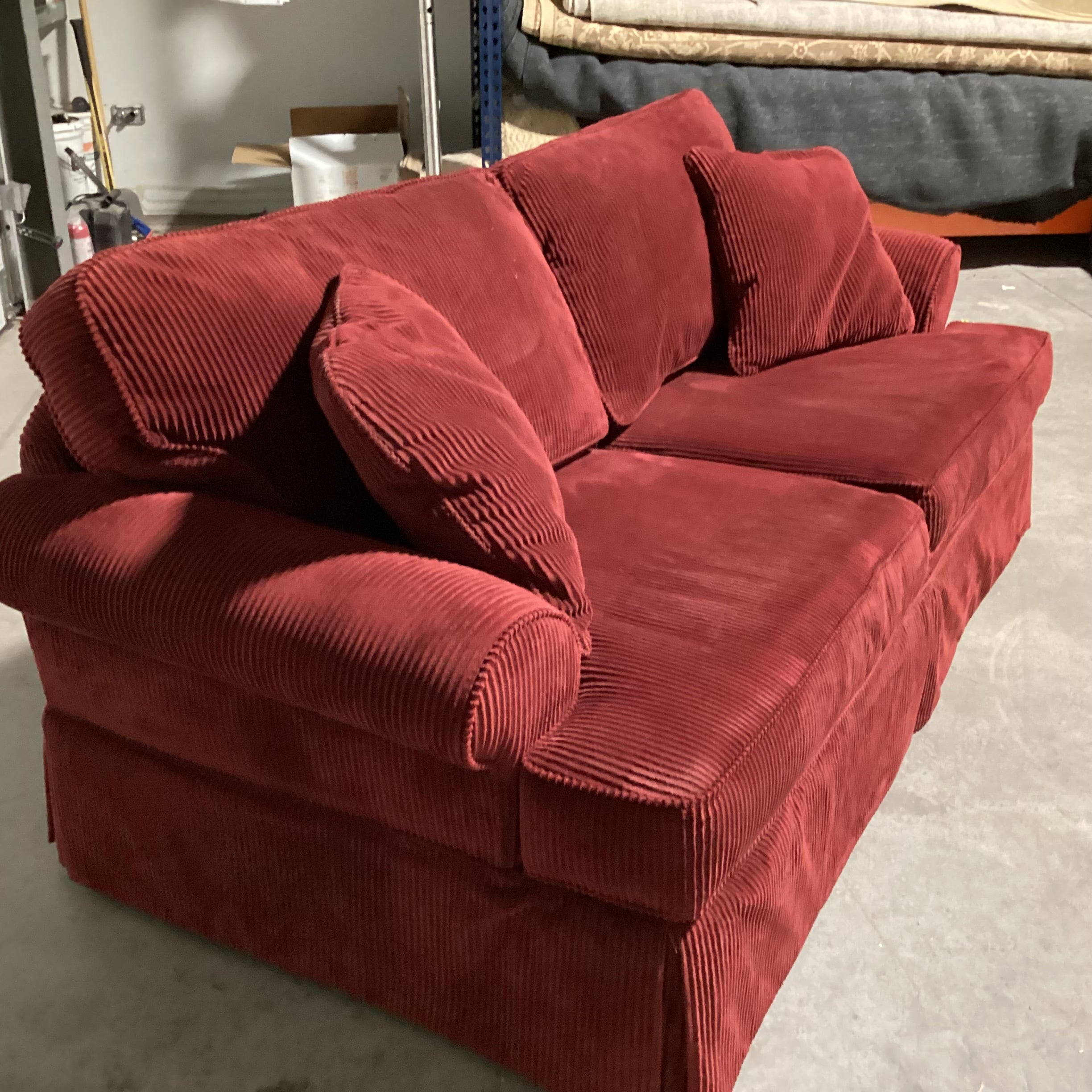 Jonathan Louis Merlot Wide Ribbed Plush Corduroy Full Sleeper Slofa 83"x 39"x 30"