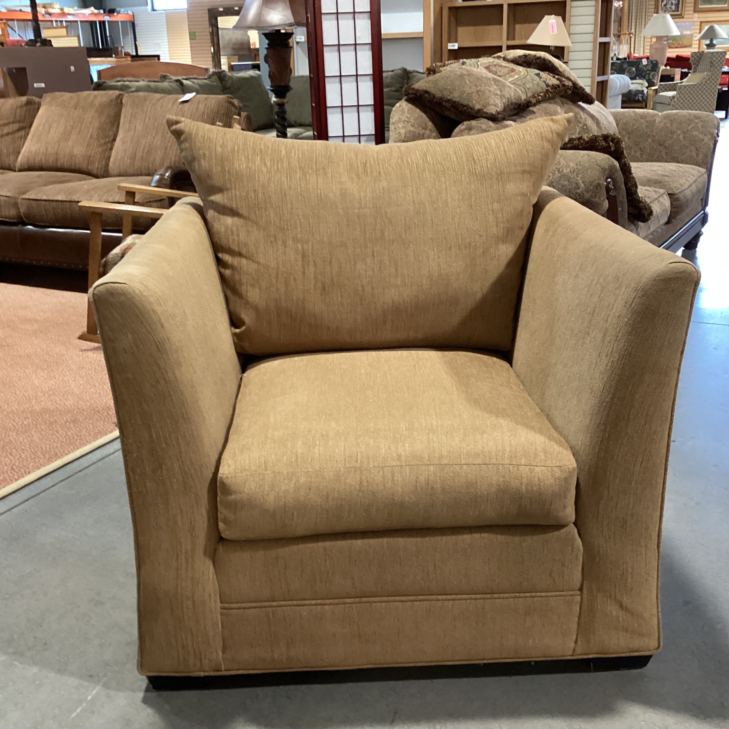 Golden Tan Woven High Arm Oversized Chair 39"x 38"x 32"