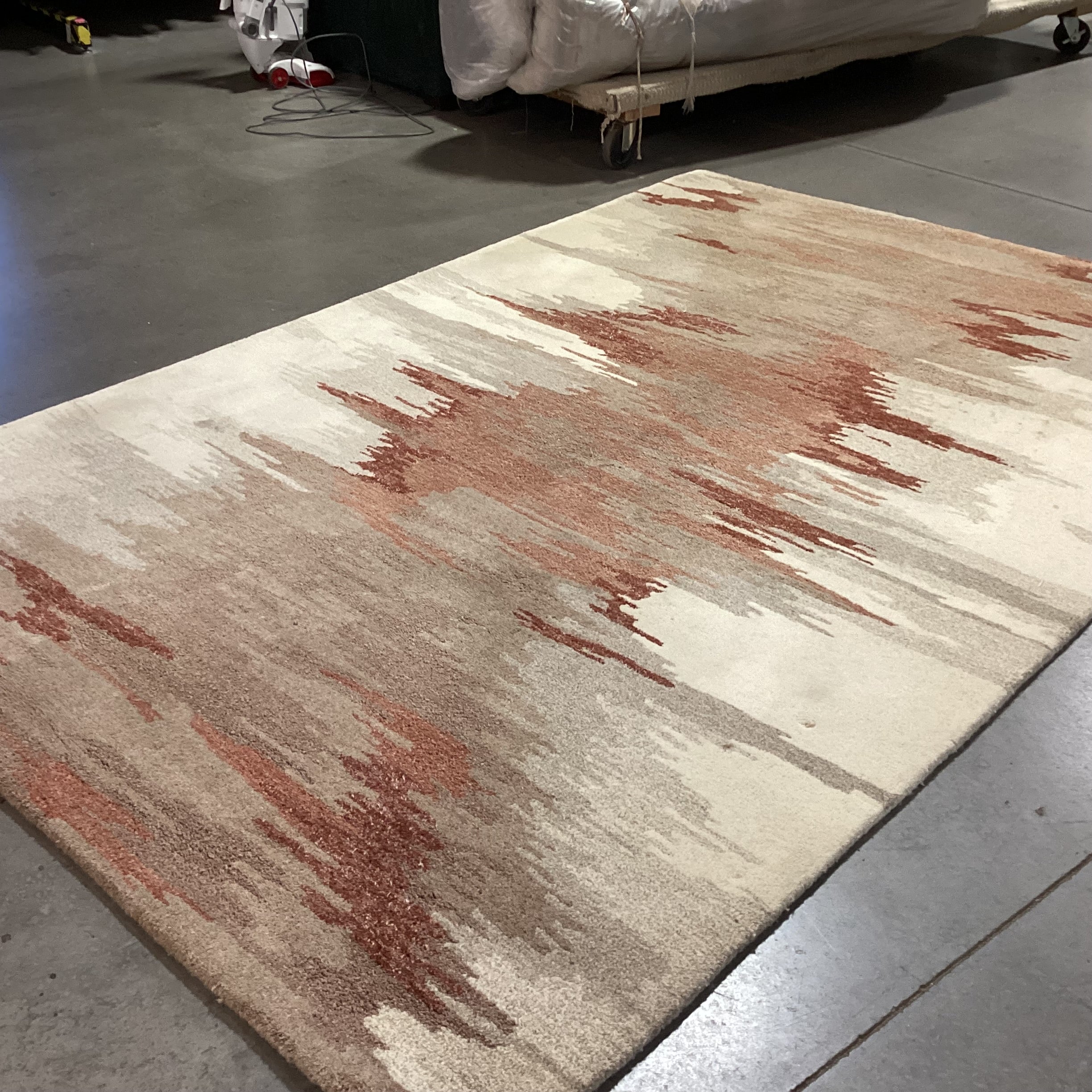 Crate & Barrel Birch & Terracotta Southwest Wool & Rayon Rug 6'x 9'