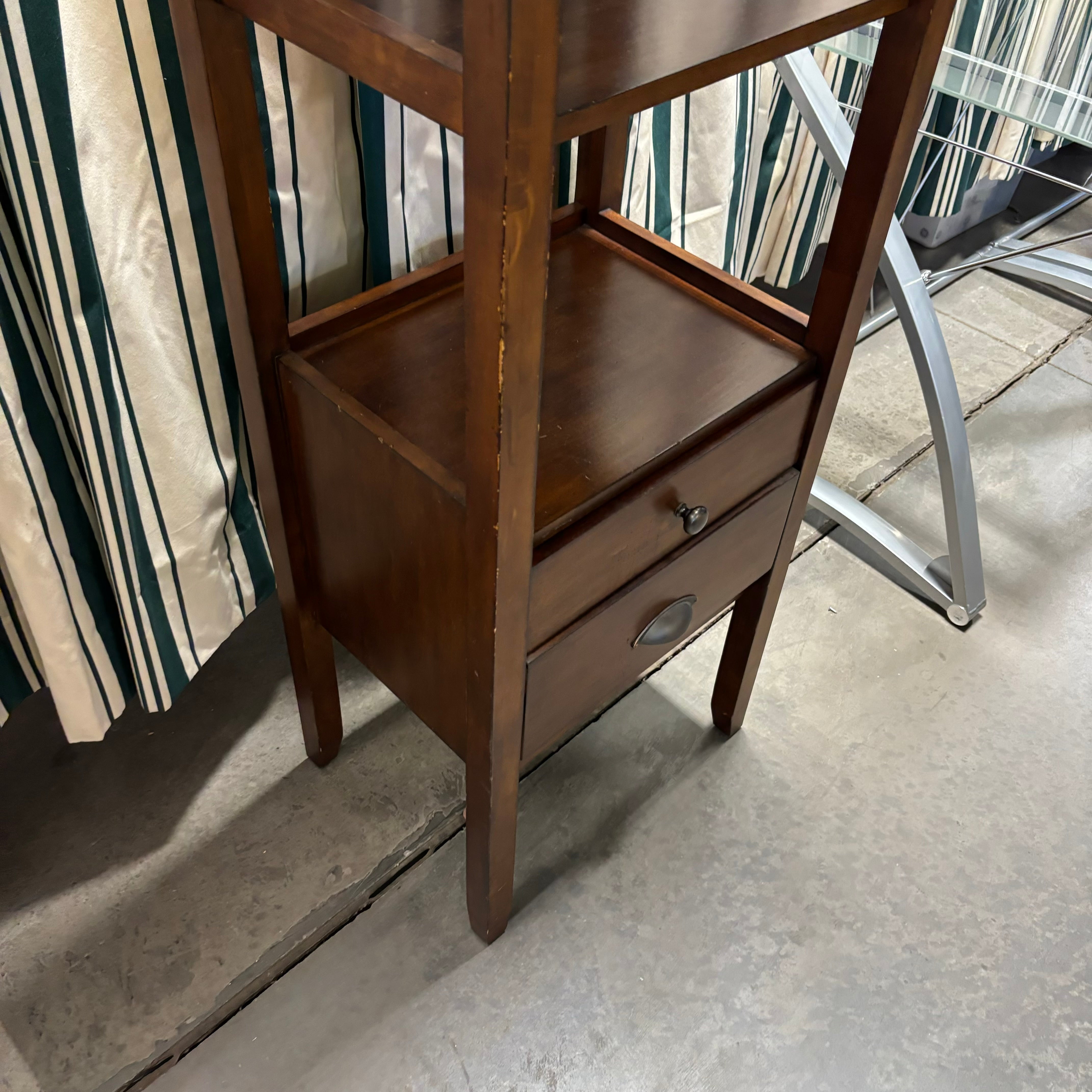 Mission Style Solid Wood 3 Tiered with 2 Drawers Bookcase 22"x 16"x 66"