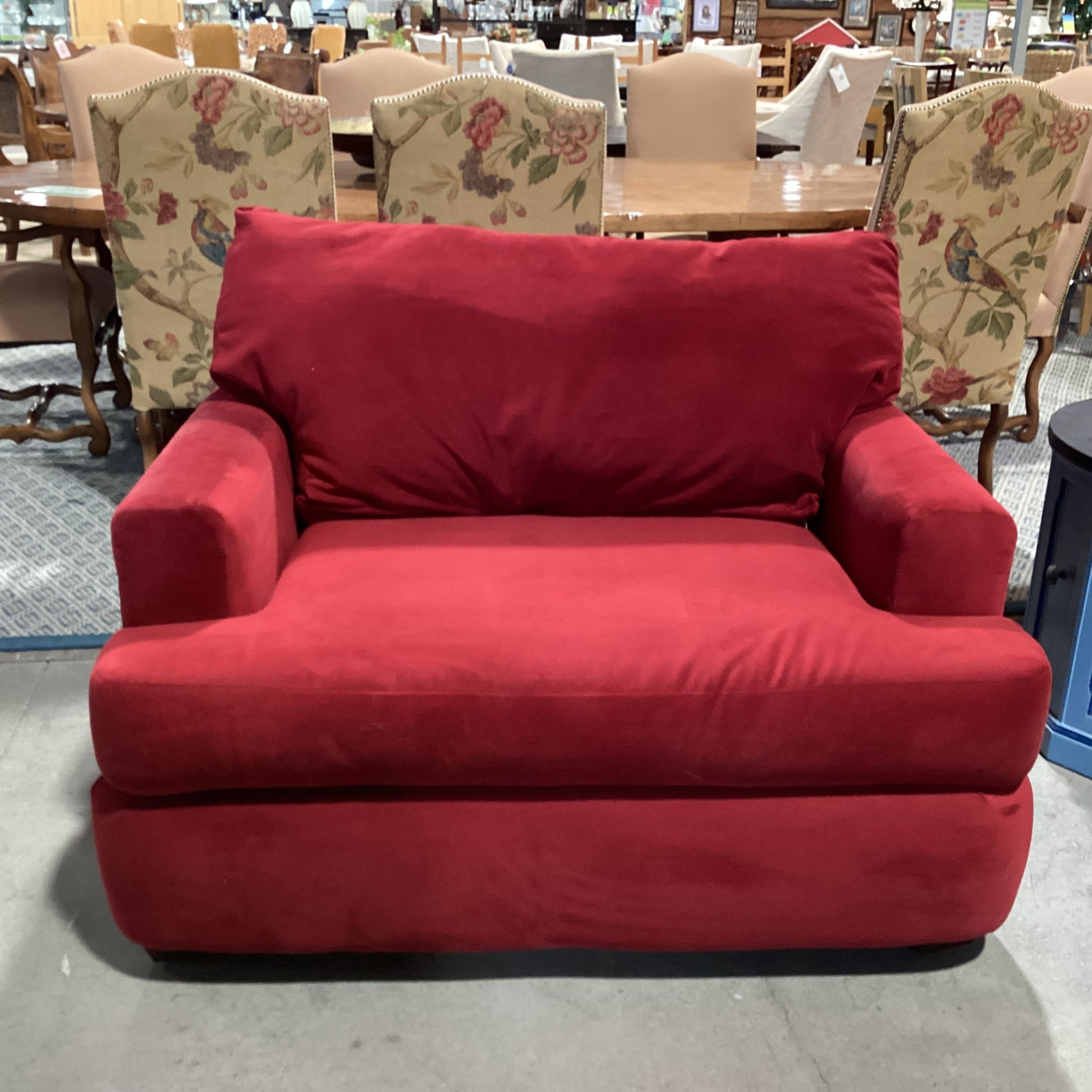 Red Plush Velvet Oversized Chair 50"x 43"x 33"